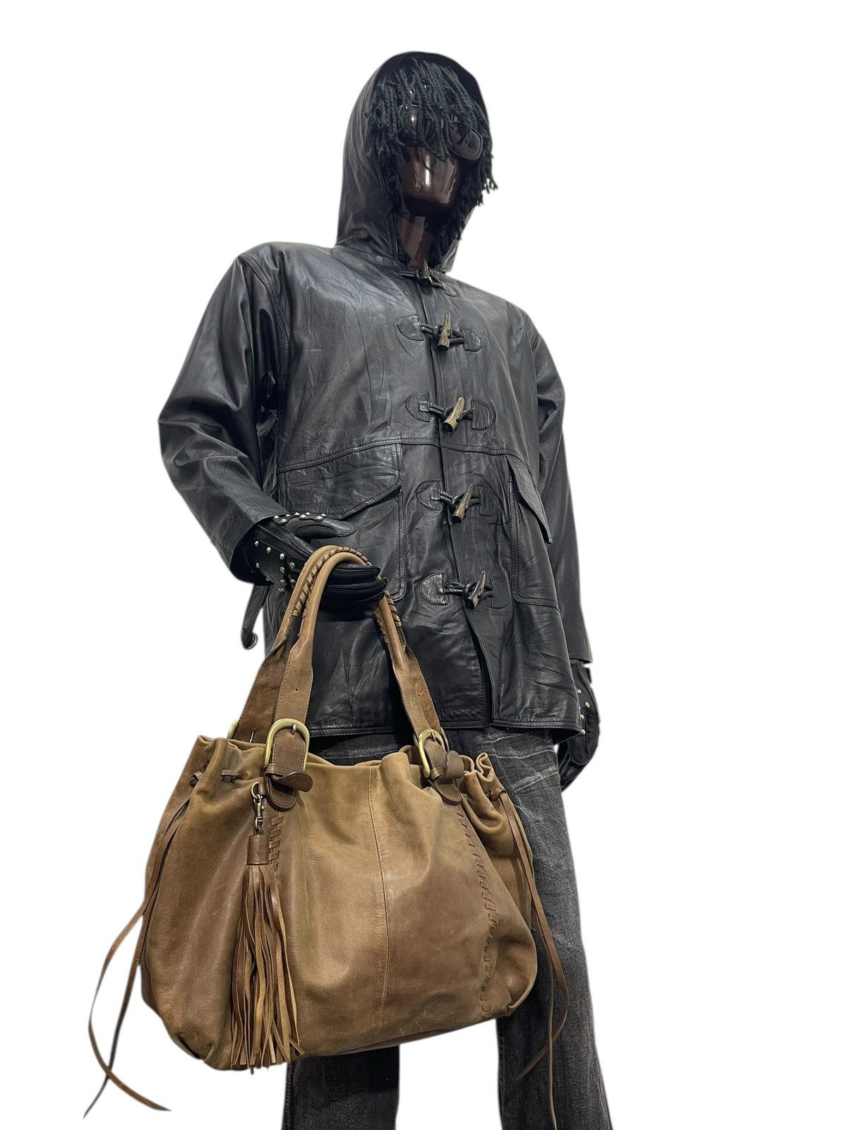Leather Real Leather Patina Sazaby Japan Tote Shoulder Bag 9🟩 Size ONE SIZE - 5 Thumbnail