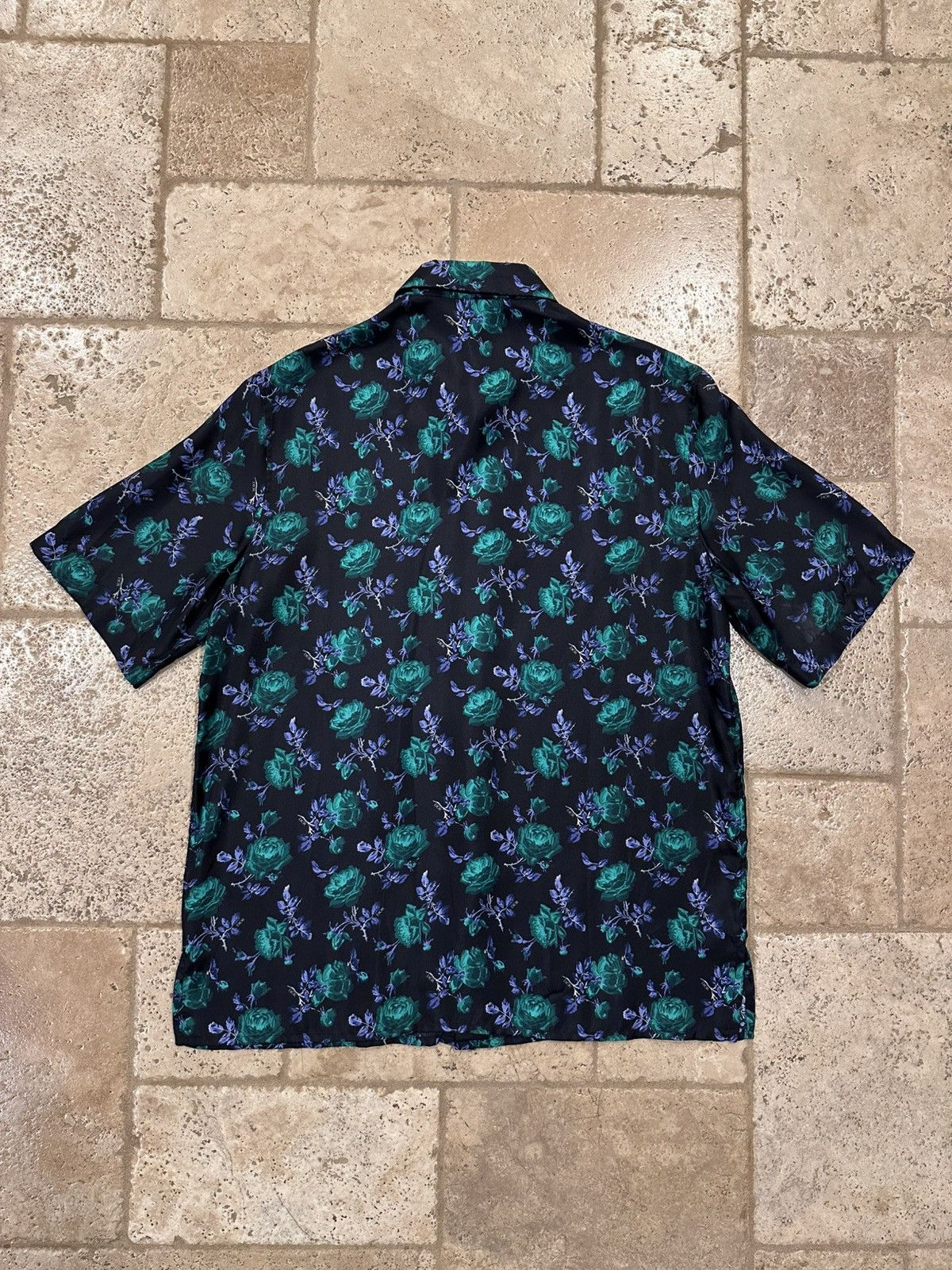 Dior Dior x Kim Jones Green Rose Print Silk Button Up Shirt Size US M / EU 48-50 / 2 - 5 Thumbnail