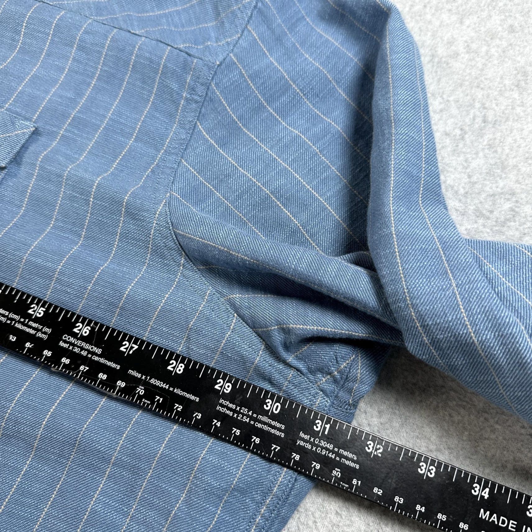 Vintage Blake Shelton x Lands' End Shirt Mens 3XL Blue Striped Western Snap Cotton Twill Shirt Size US XXL / EU 58 / 5 - 6 Thumbnail