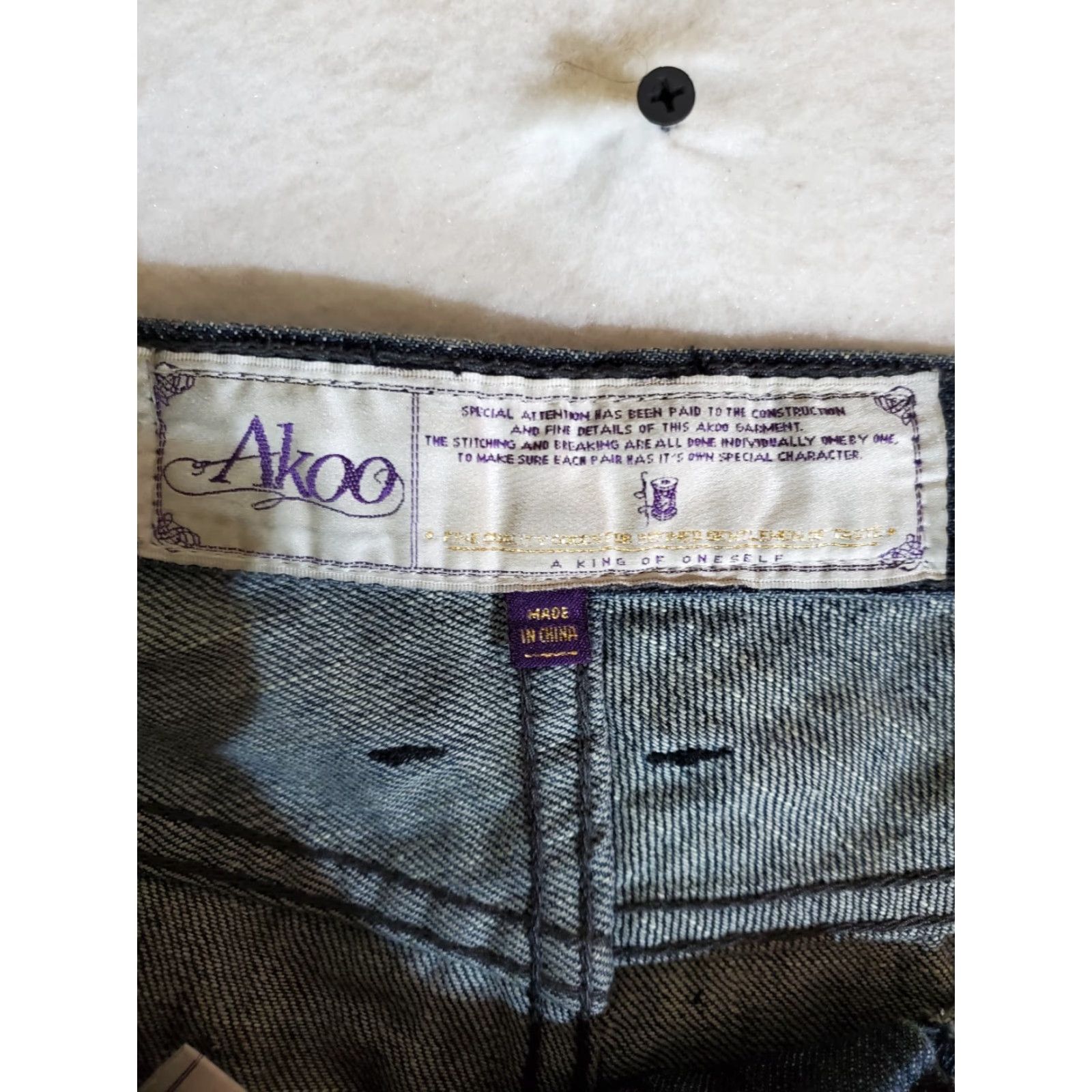 Vintage AKOO Signature Worn Jeans Mens Sz 38x32 Medium Wash Distressed Slim Fit 5-Pocket Denim Blue Size US 38 / EU 54 - 6 Thumbnail