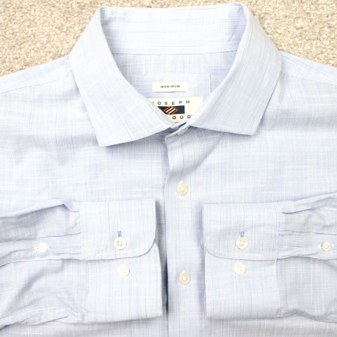 Joseph Abboud Joseph Abboud Shirt Mens XL Blue Non-Iron Cotton Stretch Long Sleeve Button Up Size US XL / EU 56 / 4 - 2 Thumbnail