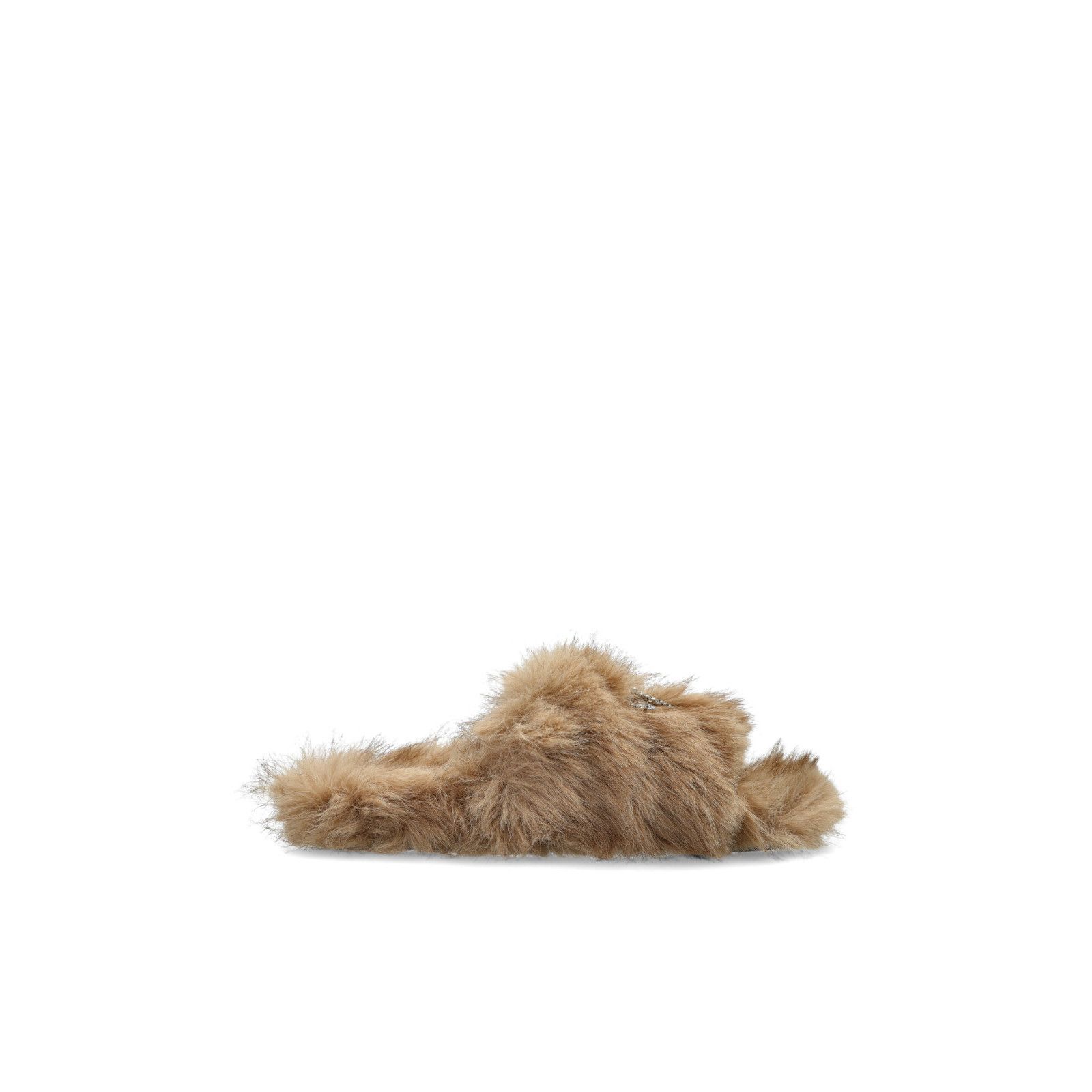 BALENCIAGA Furry Beige Shearling Open Mules New & Authentic