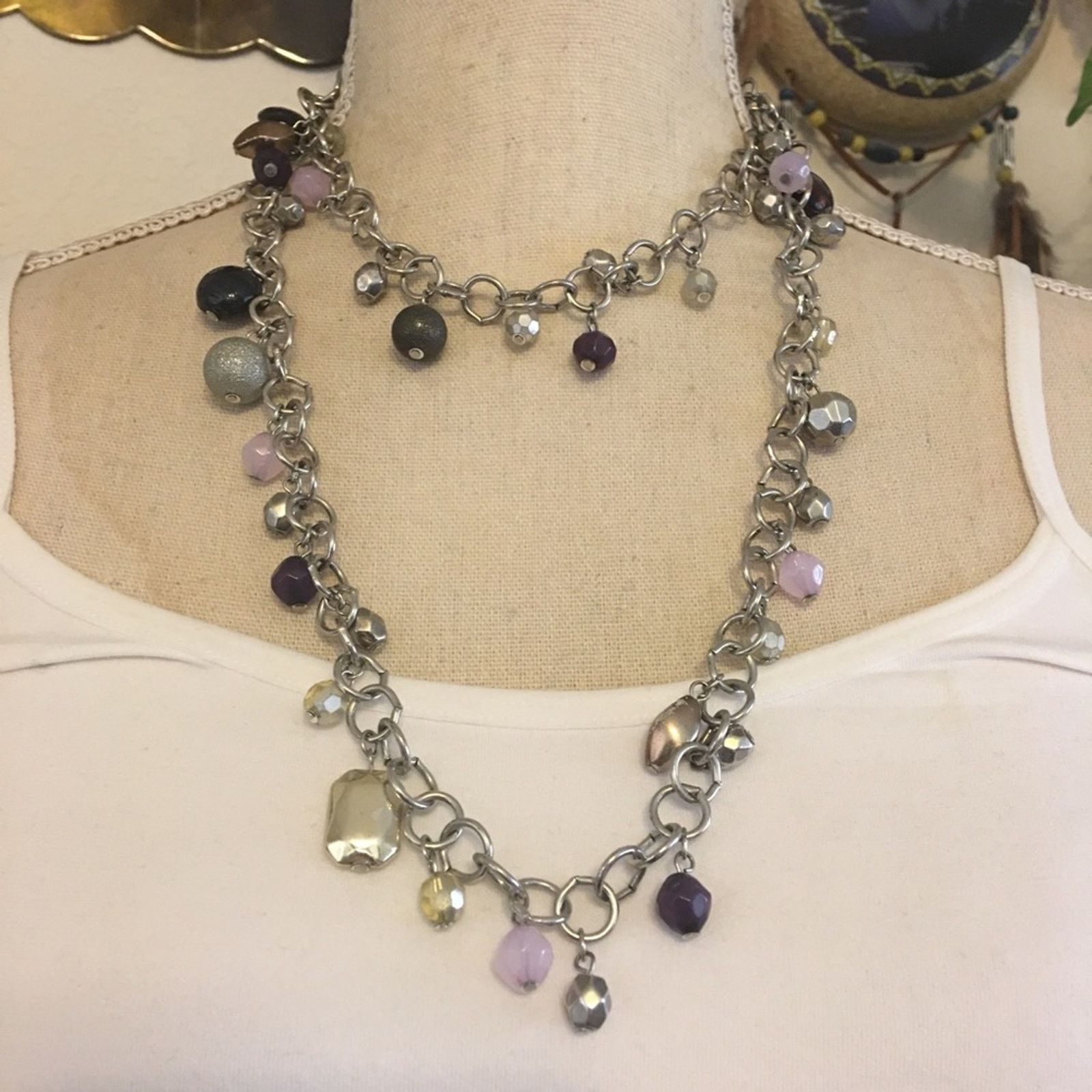 Vintage Vintage bead charm bauble chain long necklace Size ONE SIZE - 4 Thumbnail