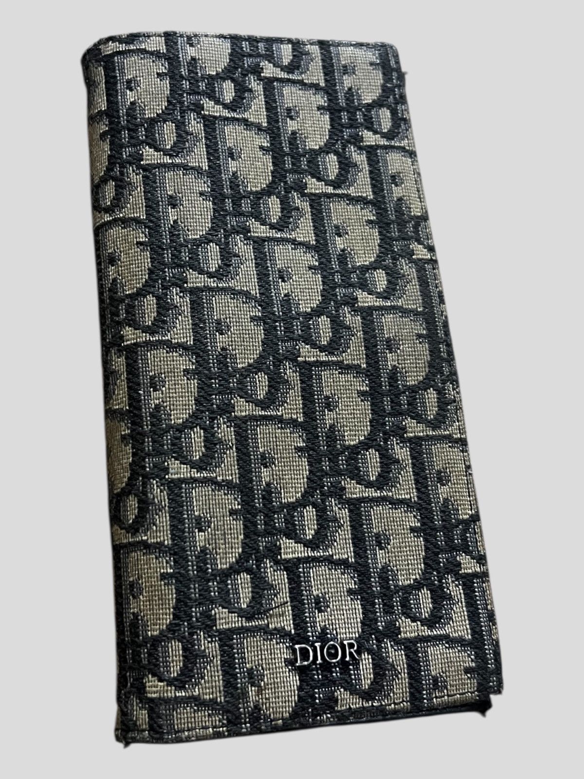 Dior Oblique Monogram Jacquard Leather Long Vertical Wallet