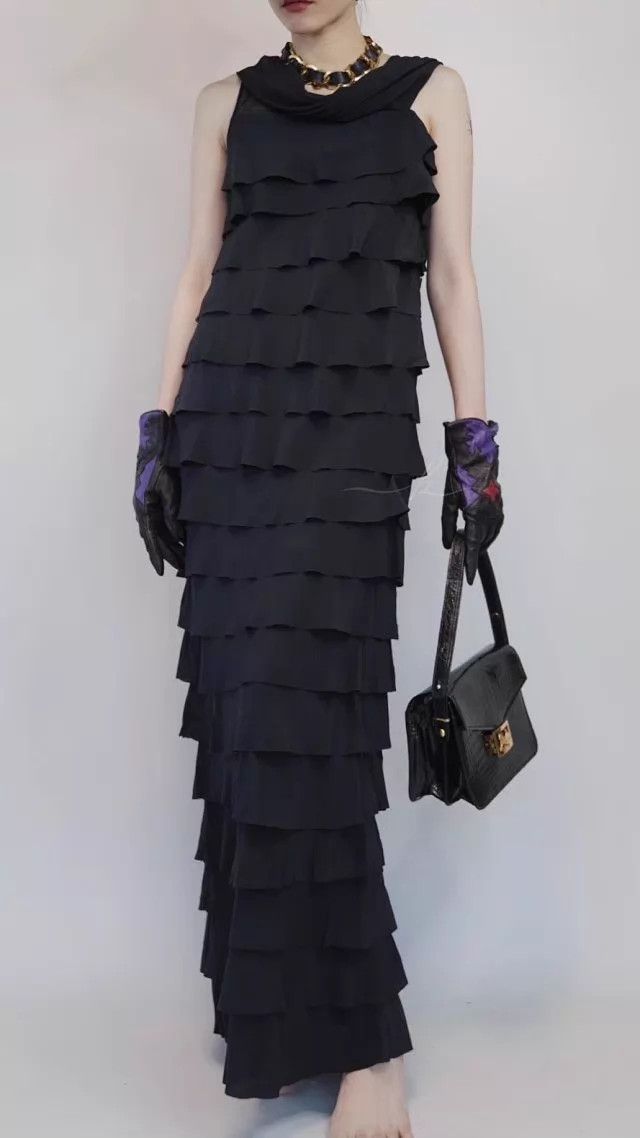 Fendi Fendi Vintage Black Silk Tulle Hepburn Evening Gown IT40 S Size S / US 4 / IT 40 - 8 Thumbnail
