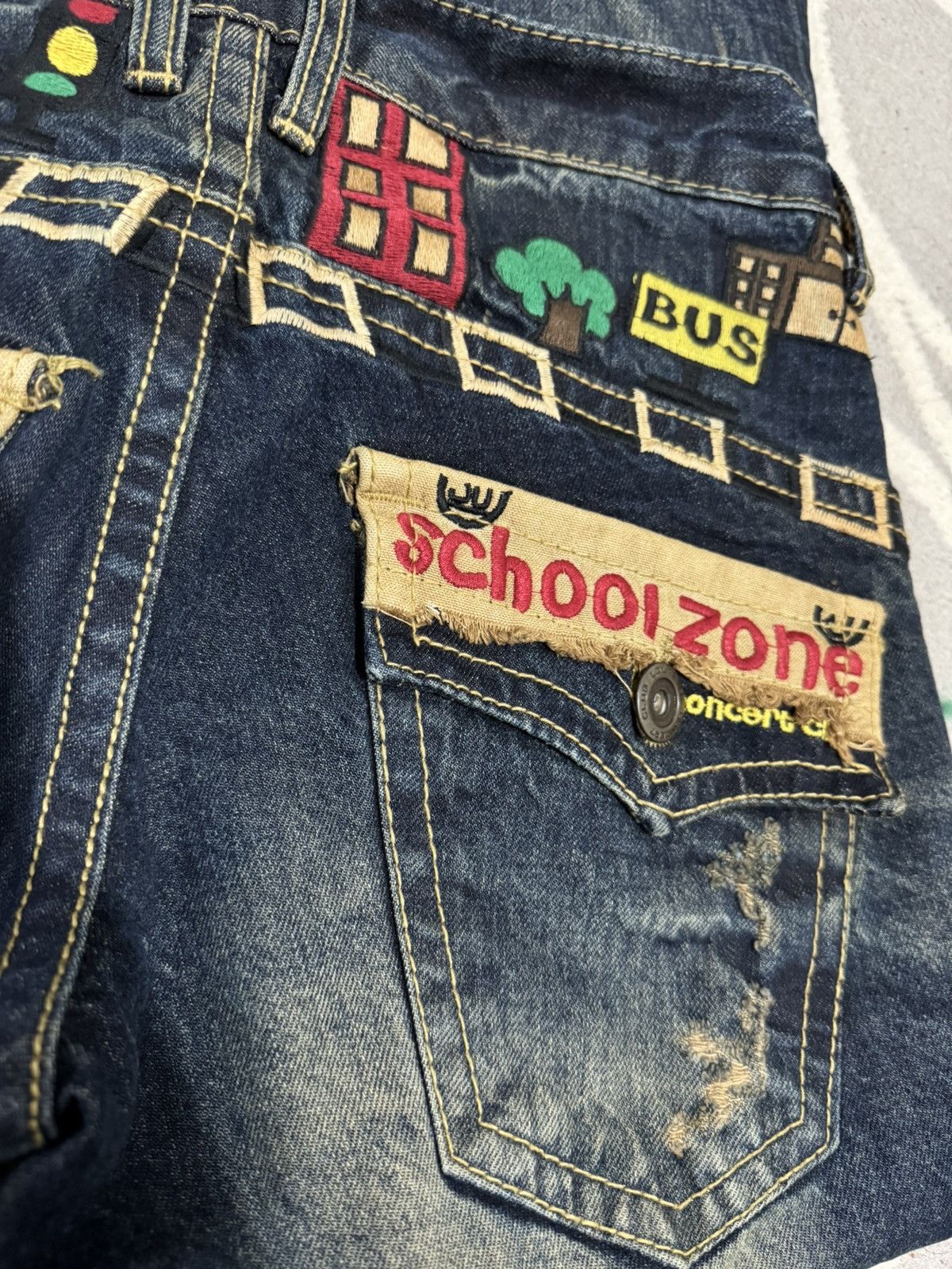 If Six Was Nine × Japanese Brand Yoshitomo Nara Lolita Skinny Jeans Embroidery Damage Flare Size US 30 / EU 46 - 8 Thumbnail