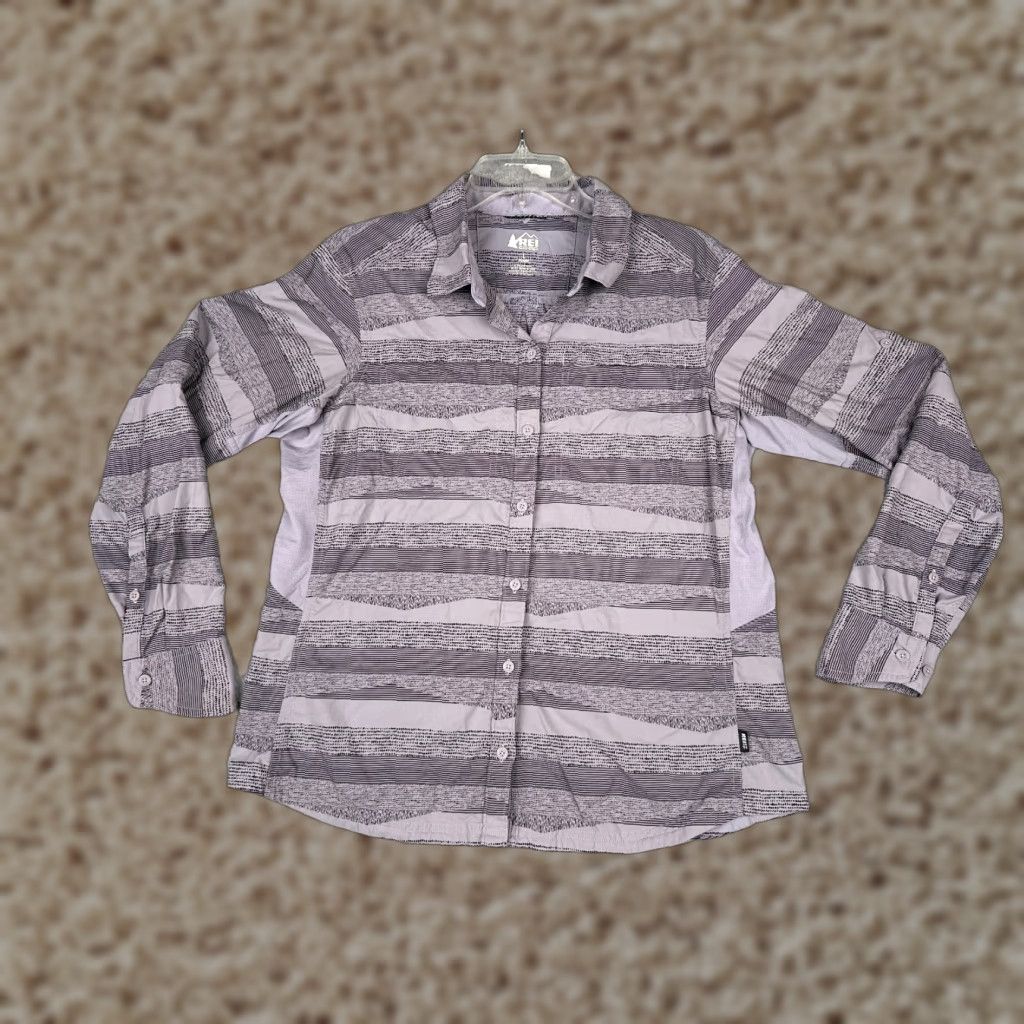 Vintage REI Shirt Women L Purple Button Up Long Sleeve Cotton Fish Angler Hike Size L / US 10 / IT 46 - 1 Thumbnail