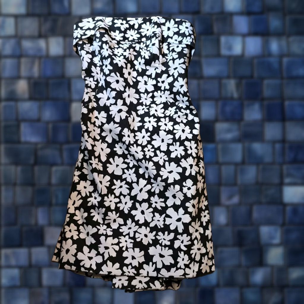 Vintage VINTAGE Victor Costa Dress Strapless Maxi White Polka Dot Flower Kick Pleat Size 2 Womens Size XS / US 0-2 / IT 36-38 - 1 Thumbnail