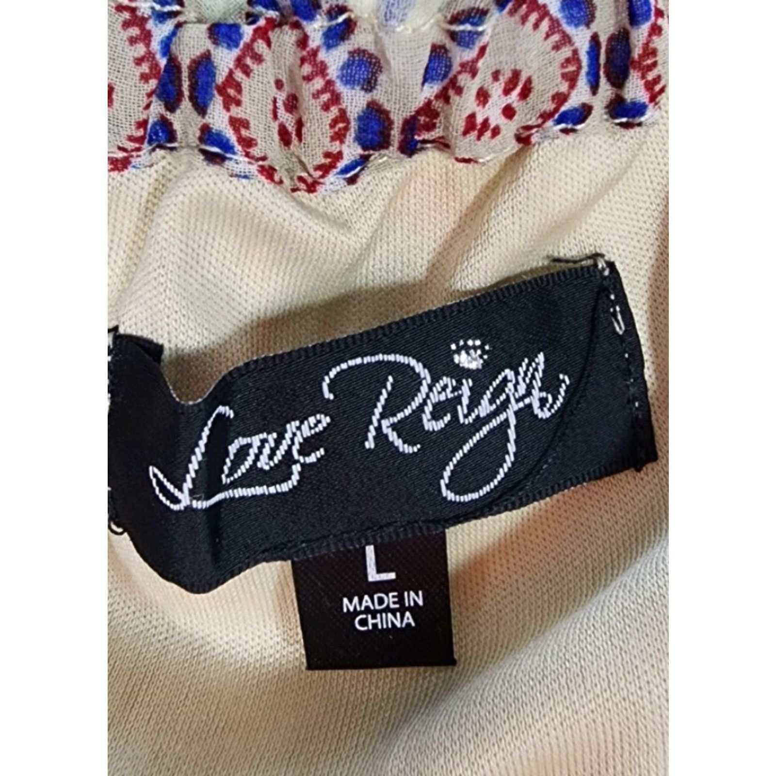 Vintage Love Reign Off the Shoulder Long Flare Ruffle Dress Beige Red Paisley Floral L NWT Lip? No—keep words exact. Size L / US 10 / IT 46 - 3 Thumbnail