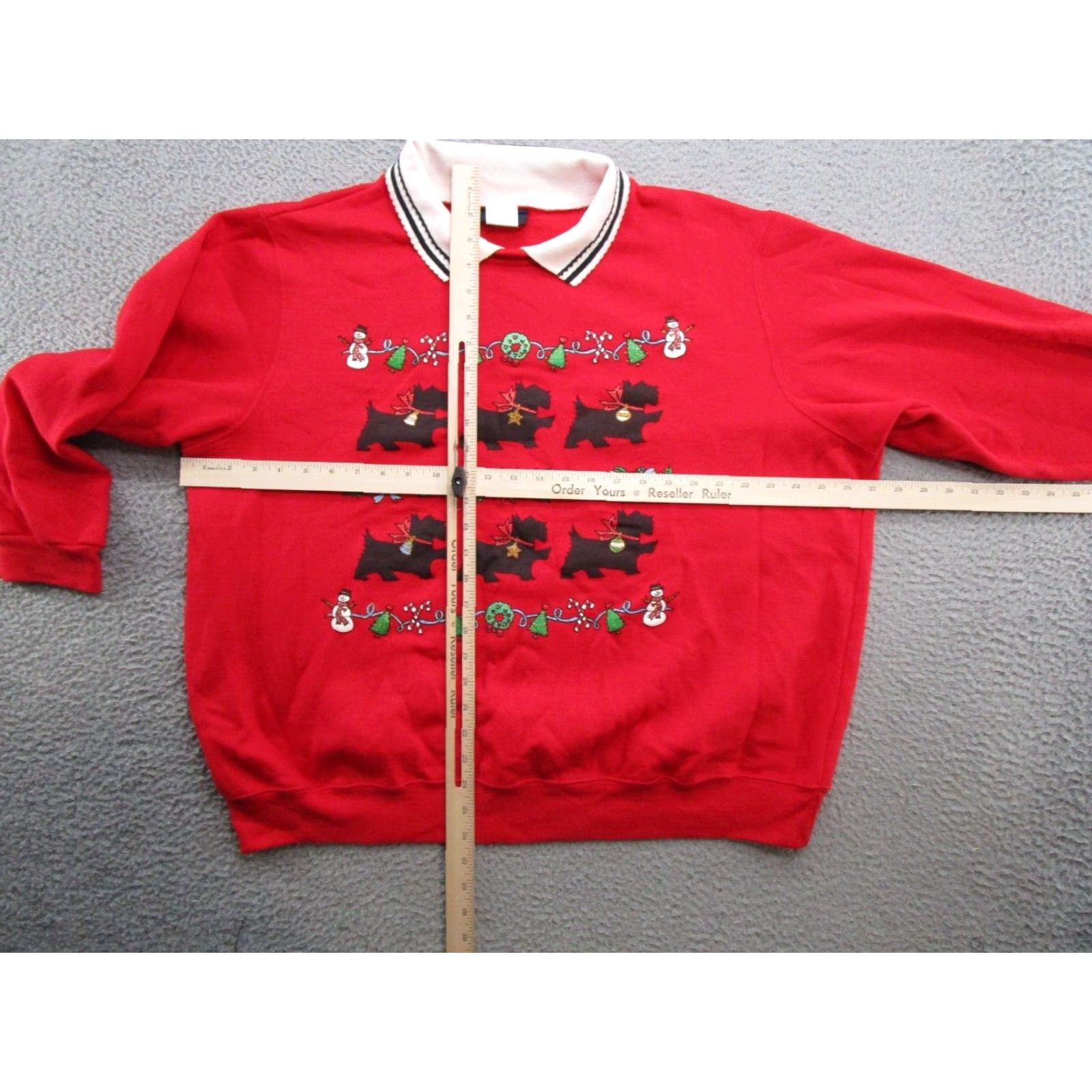 Vintage VTG YS America Christmas Sweatshirt Collared Red 2X Women Winter Pullover Dog Snowman 90s Size XXL / US 16-18 / IT 52-54 - 4 Thumbnail