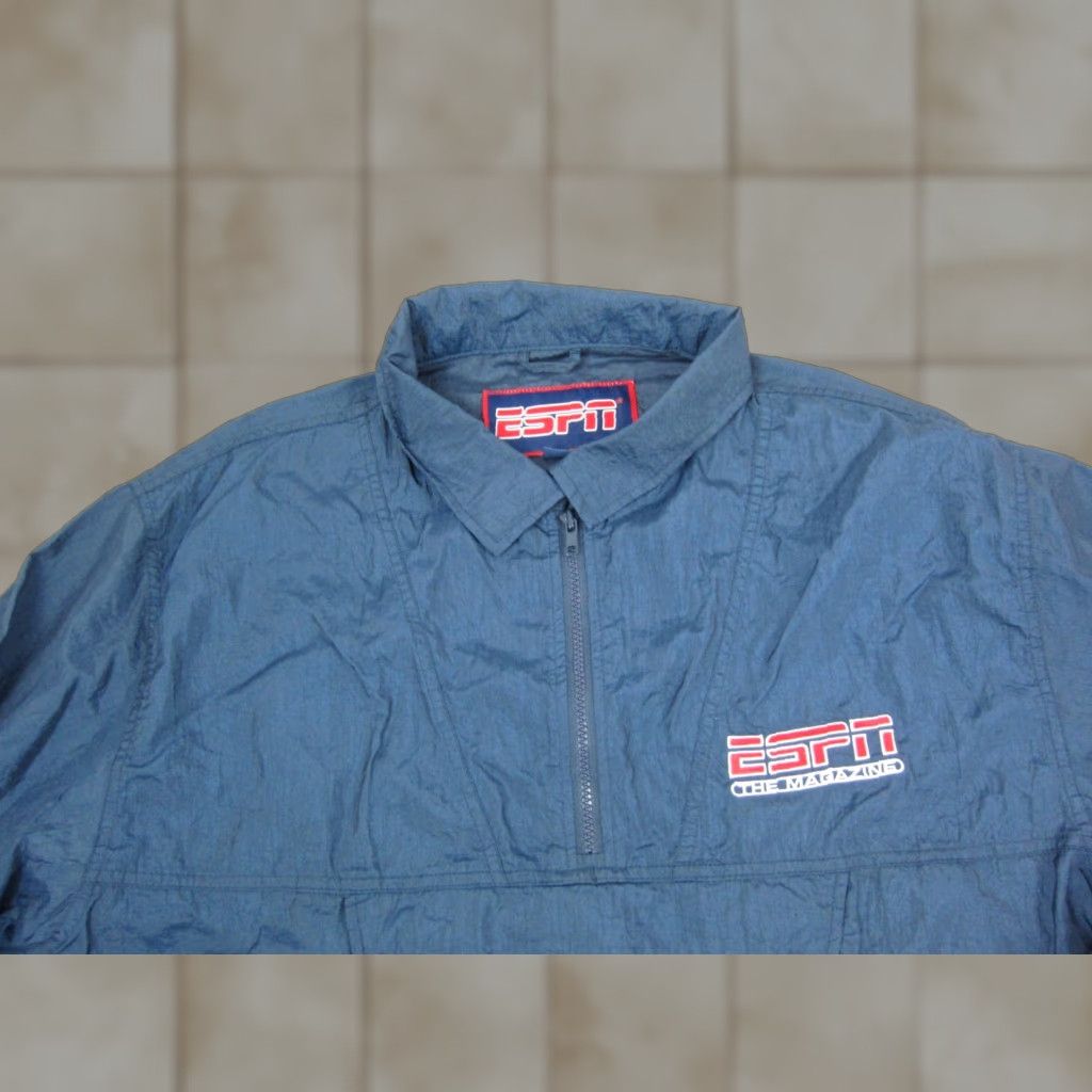 Vintage VINTAGE ESPN Jacket Mens XL Blue Satin Bomber 90s Windbreaker Size US XL / EU 56 / 4 - 1 Thumbnail