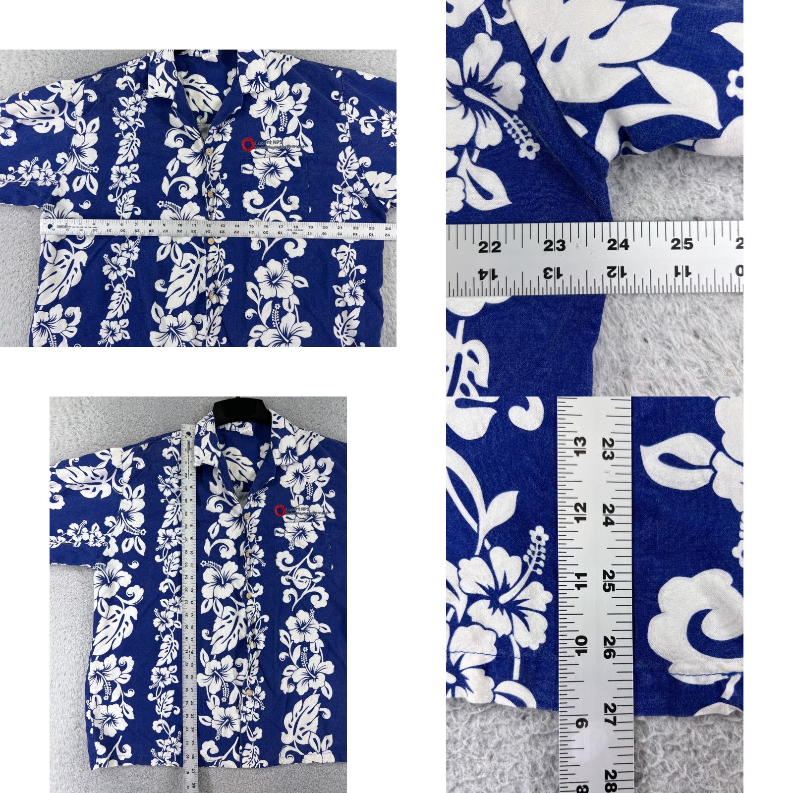 Vintage VINTAGE Hawaiian Shirt Adult Large Blue White Floral Lucent Embroidery IT Tele Size US L / EU 52-54 / 3 - 8 Thumbnail