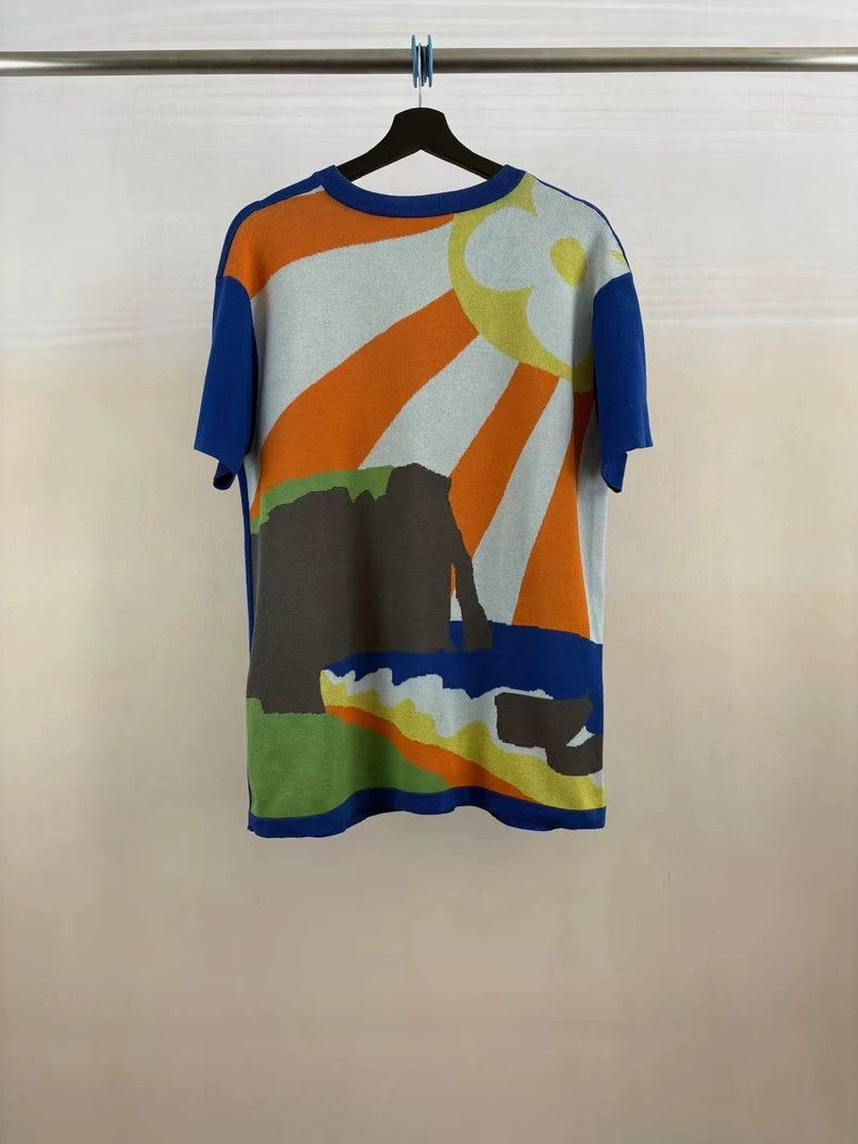 Louis Vuitton LOUIS VUITTON Blue note knit short sleeves 2504-Nextarrow Size US S / EU 44-46 / 1 - 2 Thumbnail