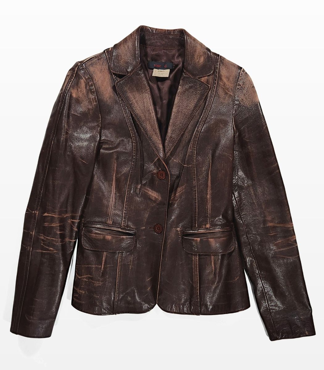 Other Rose D. Women's Leather Blazer Jacket Size 40 Moto Tailored Size S / US 4 / IT 40 - 1 Thumbnail