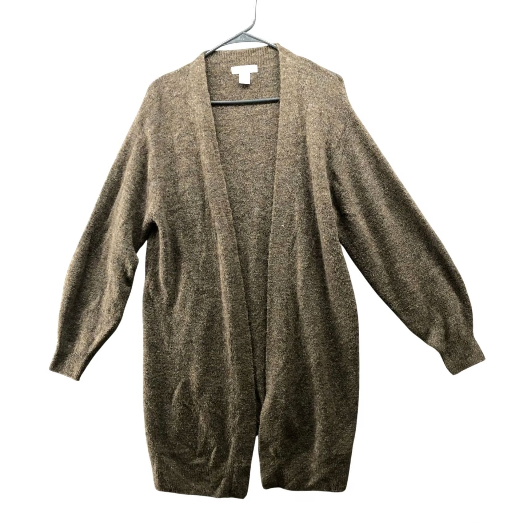 H&M H&M Cardigan Womens XS Brown Open Front Longline Balloon Sleeve Soft Fuzzy Knit Open Front Autumn Winter Fall Casual | Regular Fit Size XS / US 0-2 / IT 36-38 - 2 Thumbnail