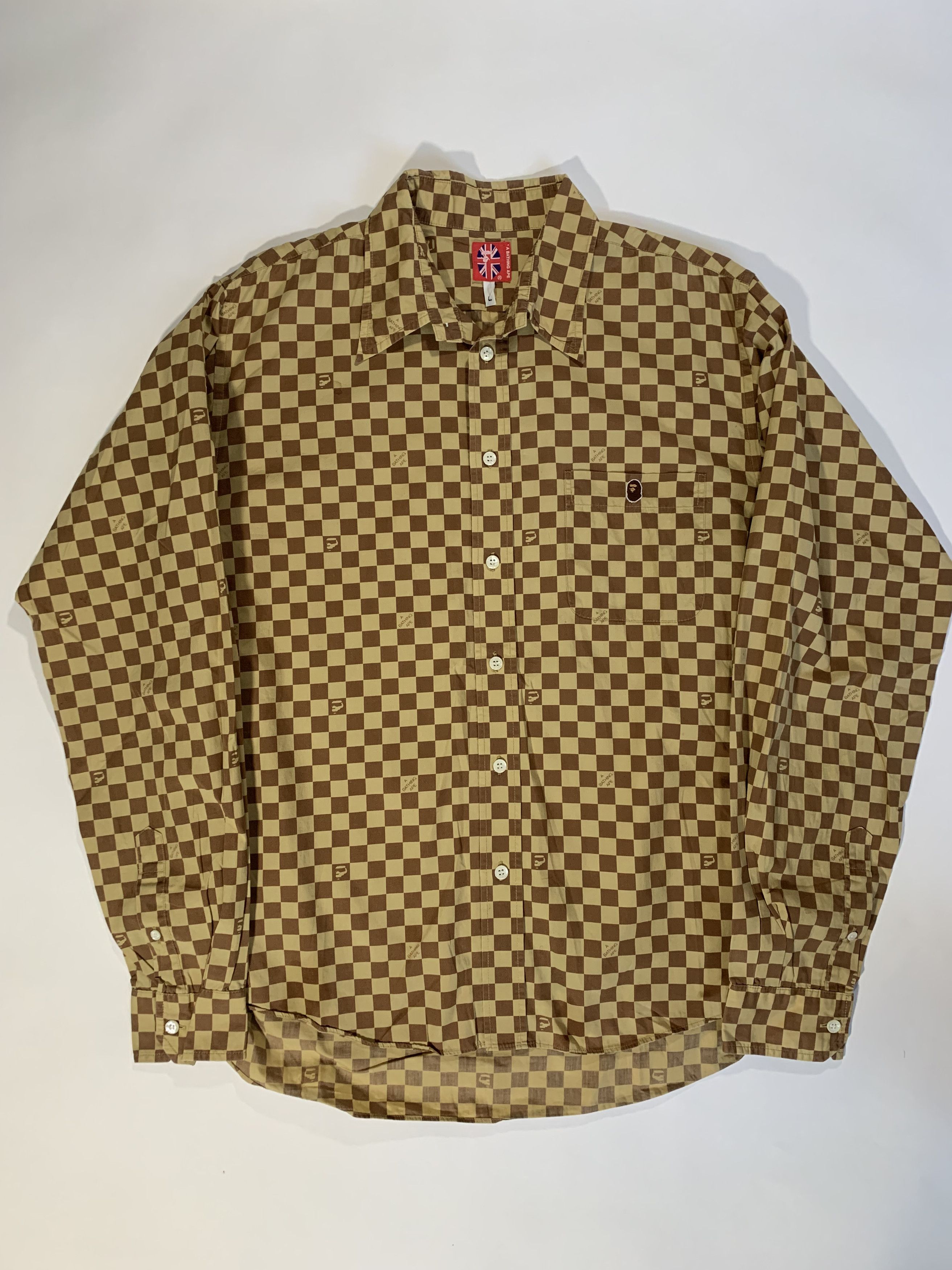 Bape AW02 Damier Micro Check Print Shirt Size US L / EU 52-54 / 3 - 1 Thumbnail