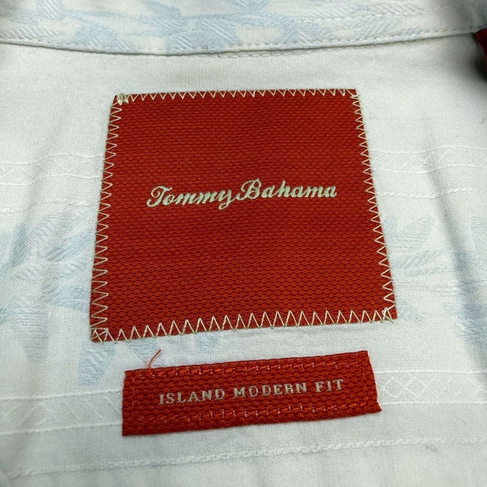 Tommy Bahama Tommy Bahama Shirt Mens XL White Embossed Palms Island Silk Cotton Beach Resort Shirt Button-Up Size US XL / EU 56 / 4 - 6 Thumbnail