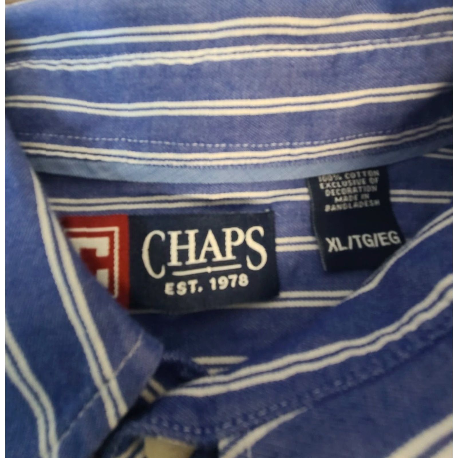 Chaps CHAPS Shirt Long Sleeve Button-Up Striped Blue XL Mens Size US XL / EU 56 / 4 - 3 Thumbnail