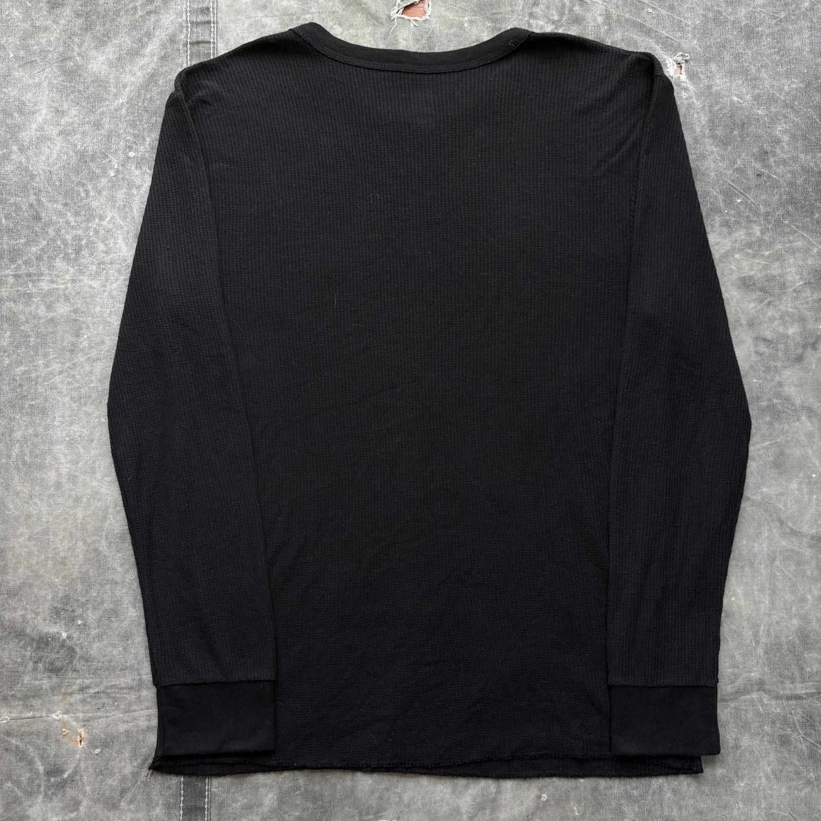 Fruit Of The Loom Vintage Y2K Black Grunge Skater Thermal Waffle Knit Shirt Size US XL / EU 56 / 4 - 4 Thumbnail
