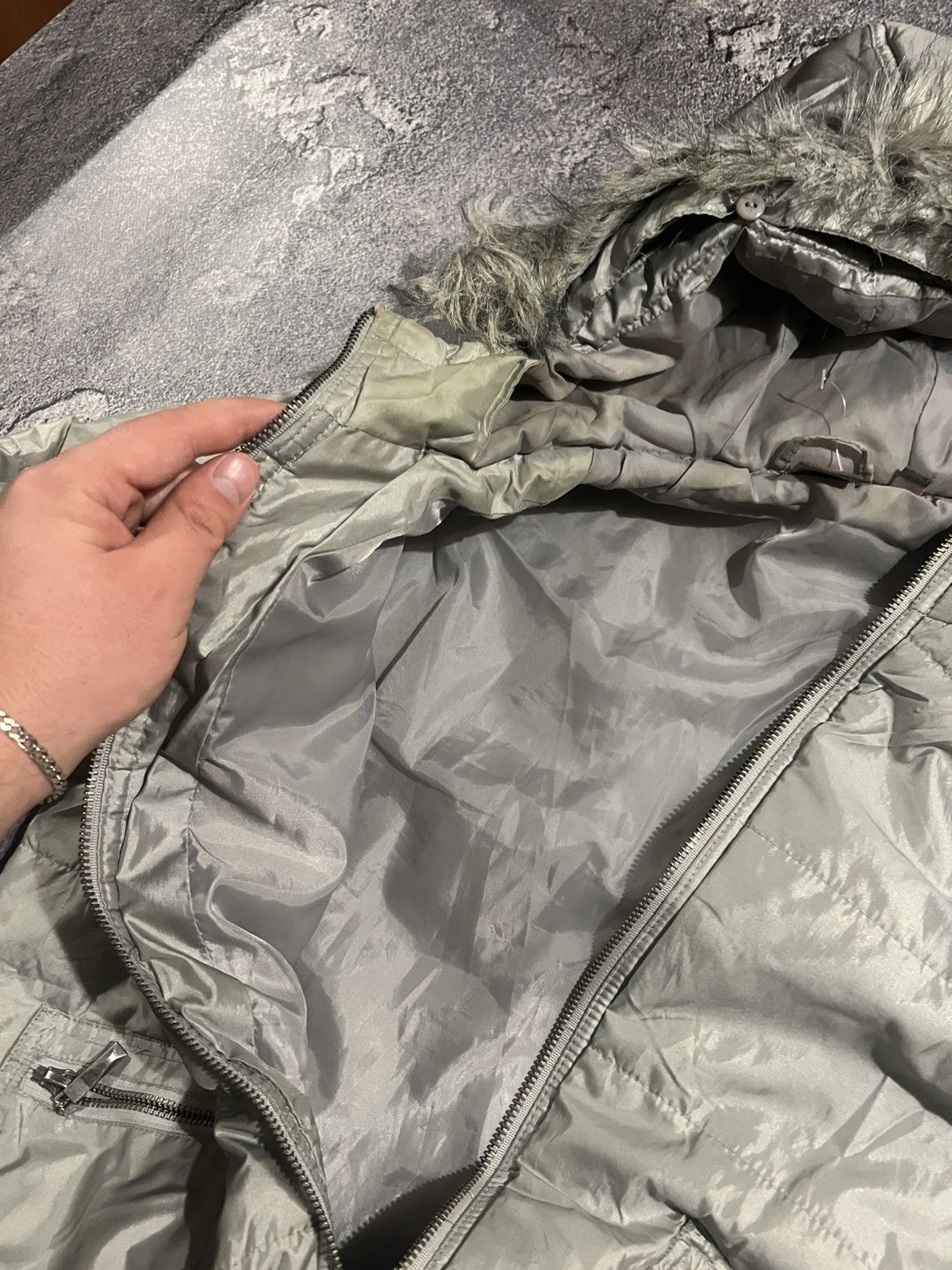 Japanese Brand Glamour Y2K Silver Bomber / Balenciaga Style / AvanGarde 90 Size US S / EU 44-46 / 1 - 8 Thumbnail