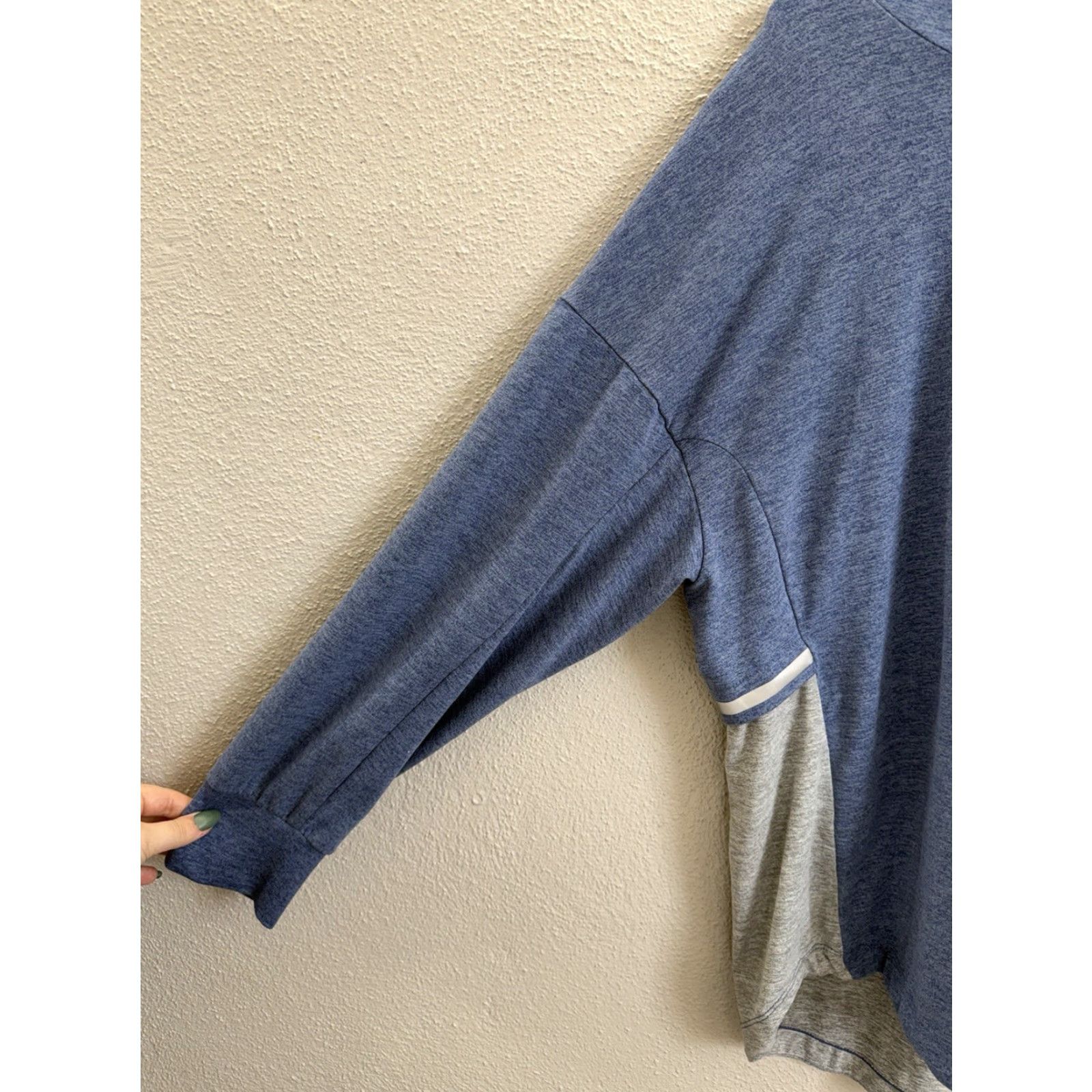 Vintage Tangerine Shirt Womens XXL Blue Gray Long Sleeve Hooded High Neck Pullover Casual Solid Knit Shirt Womens Mens? Size XXL / US 16-18 / IT 52-54 - 2 Thumbnail