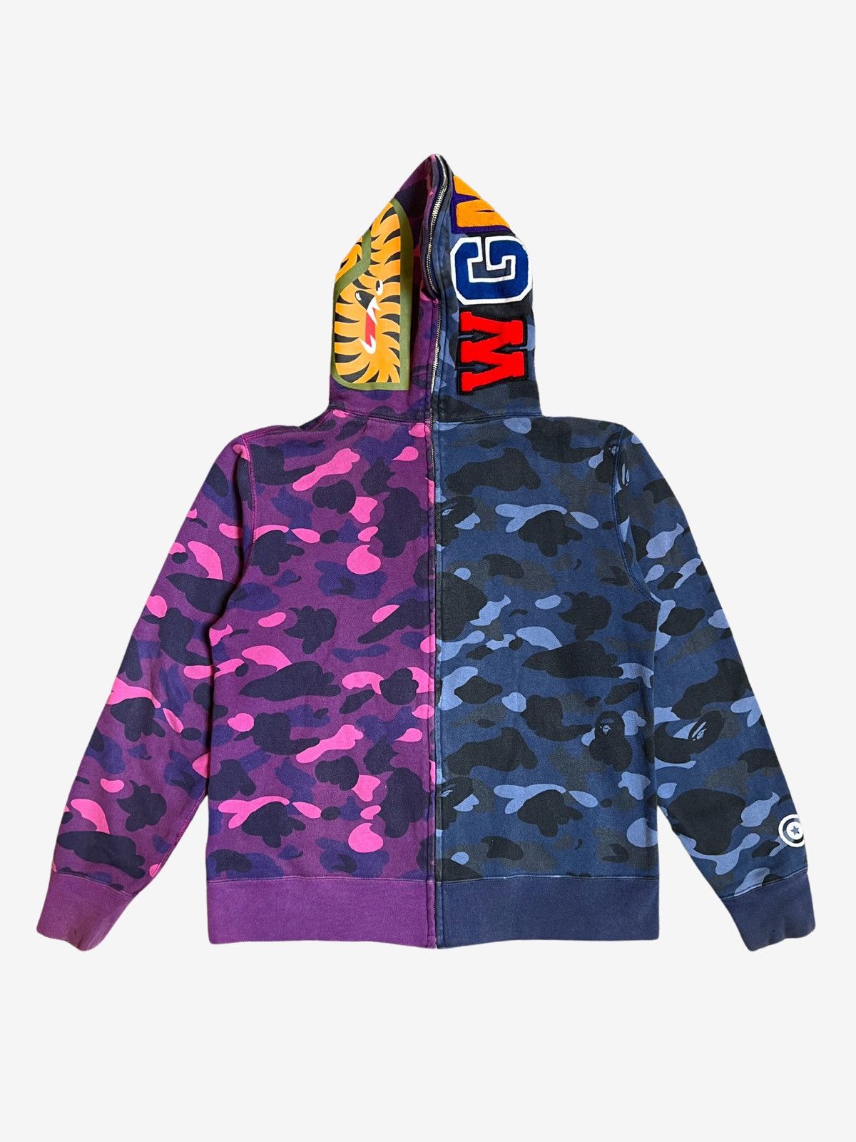Bape A Bathing Ape Blue/Purple Camo Full Zip Up Shark Hoodie Size US L / EU 52-54 / 3 - 2 Thumbnail