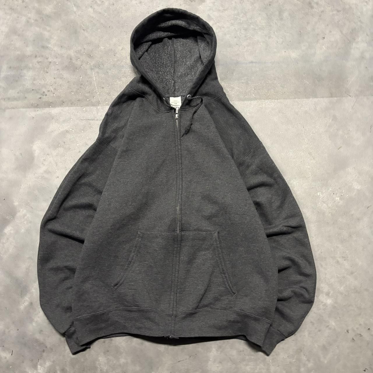 Japanese Brand × Vintage Crazy Vintage Y2K/2000s Dark Grey Blank Essential Zip Up Hoodie! Size US M / EU 48-50 / 2 - 1 Thumbnail