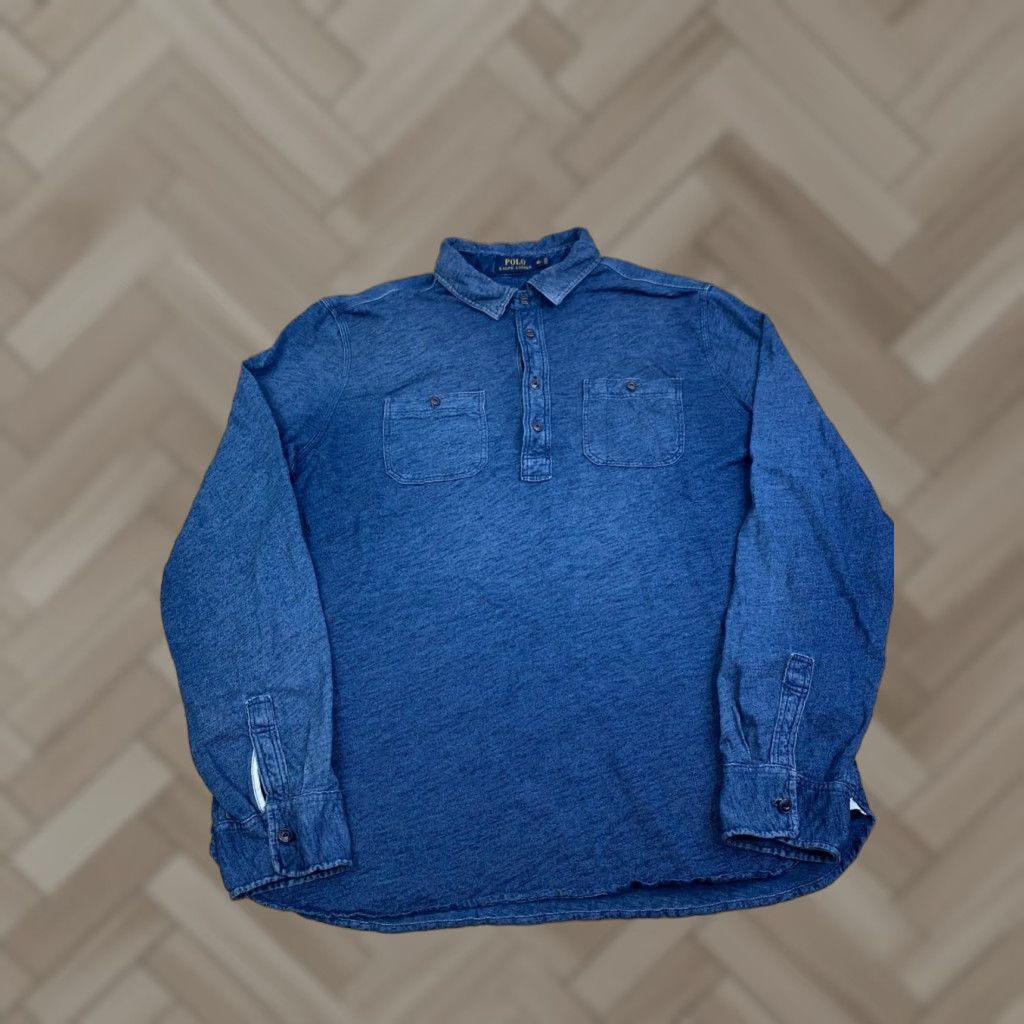 Polo Ralph Lauren Polo Ralph Lauren Henley Polo Shirt Men XL Long Sleeve Blue Casual Preppy 12818 Size US XL / EU 56 / 4 - 1 Thumbnail