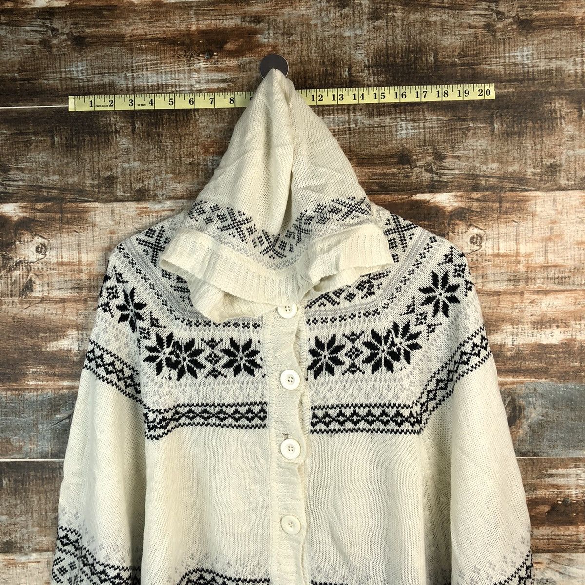 Homespun Knitwear × Japanese Brand Healthy Karen White Hoodie Capes Knitwear #A1262 Size US M / EU 48-50 / 2 - 2 Thumbnail