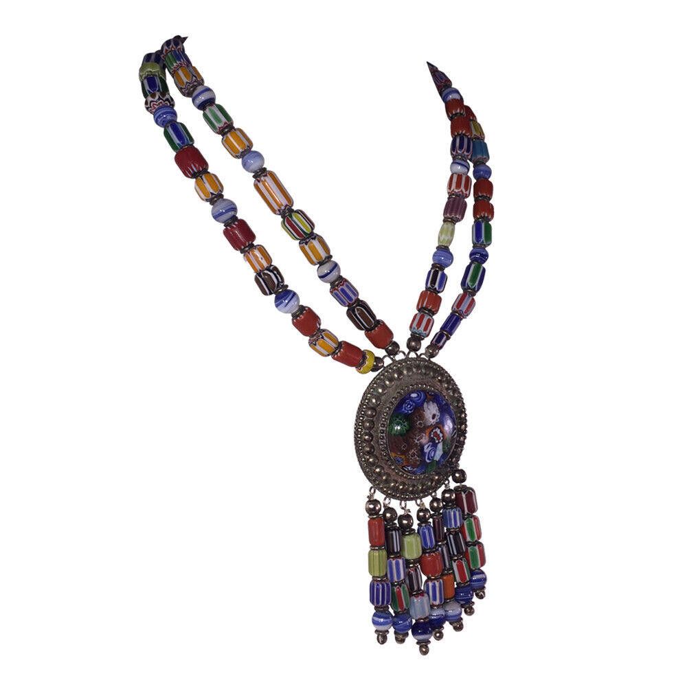 Designer Statement Millefiori Murano Glass Bead Tassel Necklace Size ONE SIZE - 2 Thumbnail