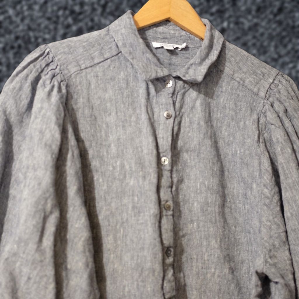 Vintage Chico's Linen Blouse Blue/White Button Up Elbow Sleeve Women's 3 US 16 #H87-17 Blouse Size XS / US 0-2 / IT 36-38 - 1 Thumbnail