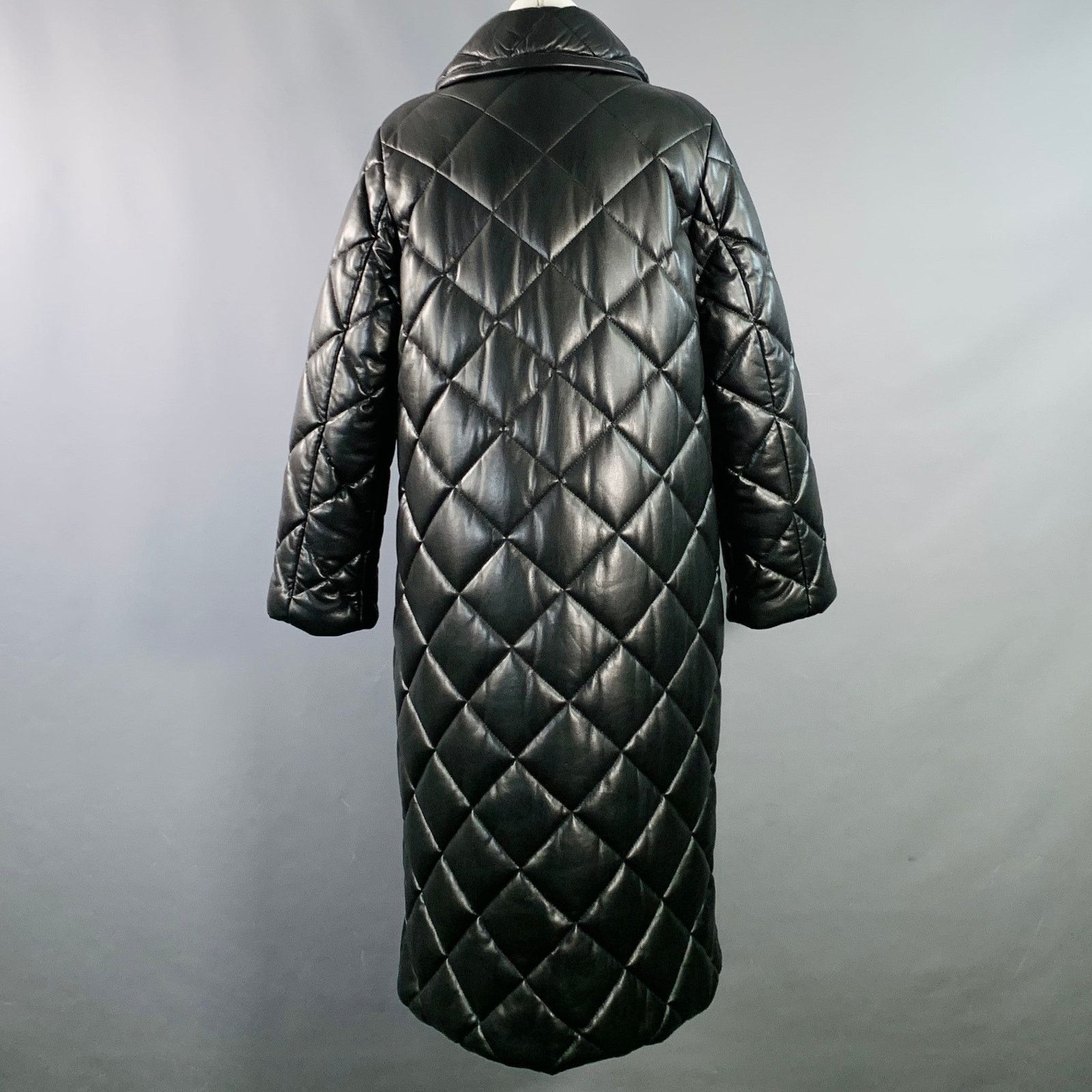 STAND STUDIO STAND STUDIO Dorothea Black Faux Leather Quilted Snaps Coat Size S / US 4 / IT 40 - 3 Thumbnail