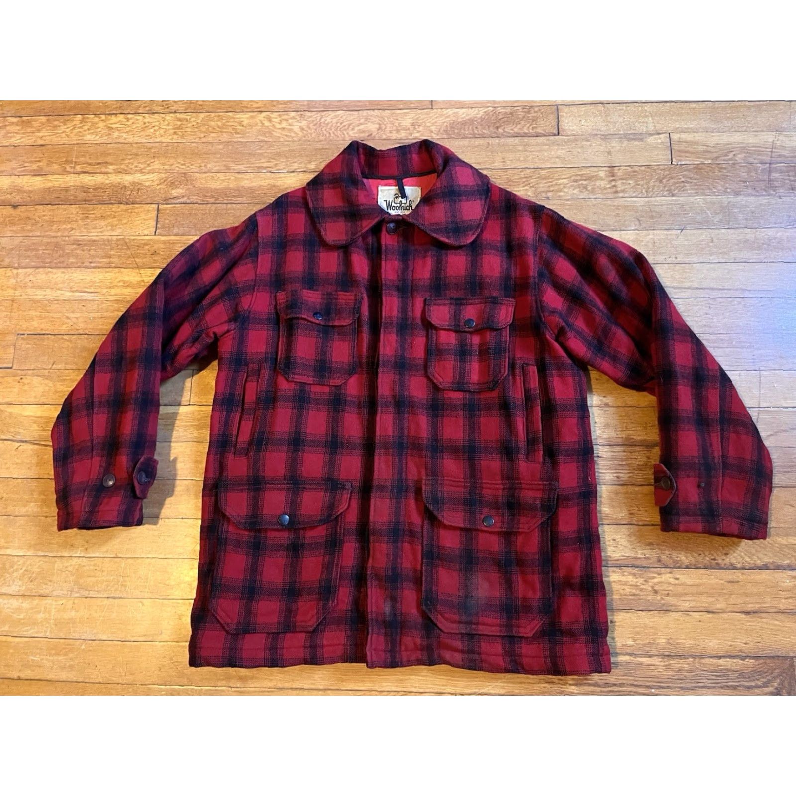 Vintage VINTAGE Woolrich Jacket Overcoat Plaid Wool Buffalo Red Black Mens 40 Woolrich Woolen Mills Retro Hunting Casual Workwear Size US XXS / EU 40 - 2 Thumbnail