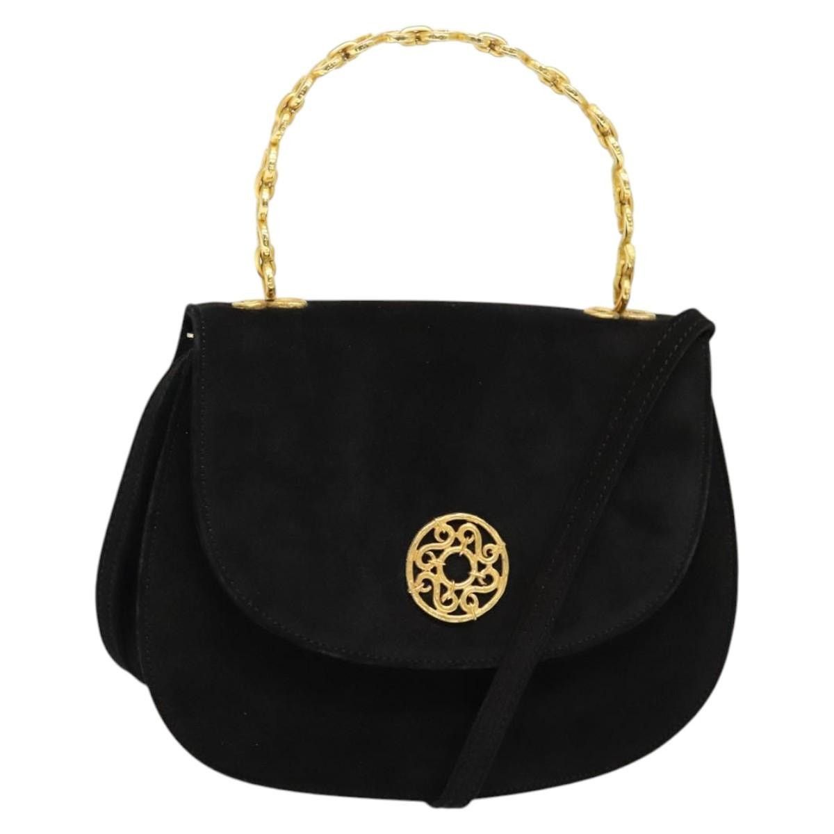 Celine CELINE Hand Bag Suede Black Gold Size ONE SIZE - 1 Thumbnail