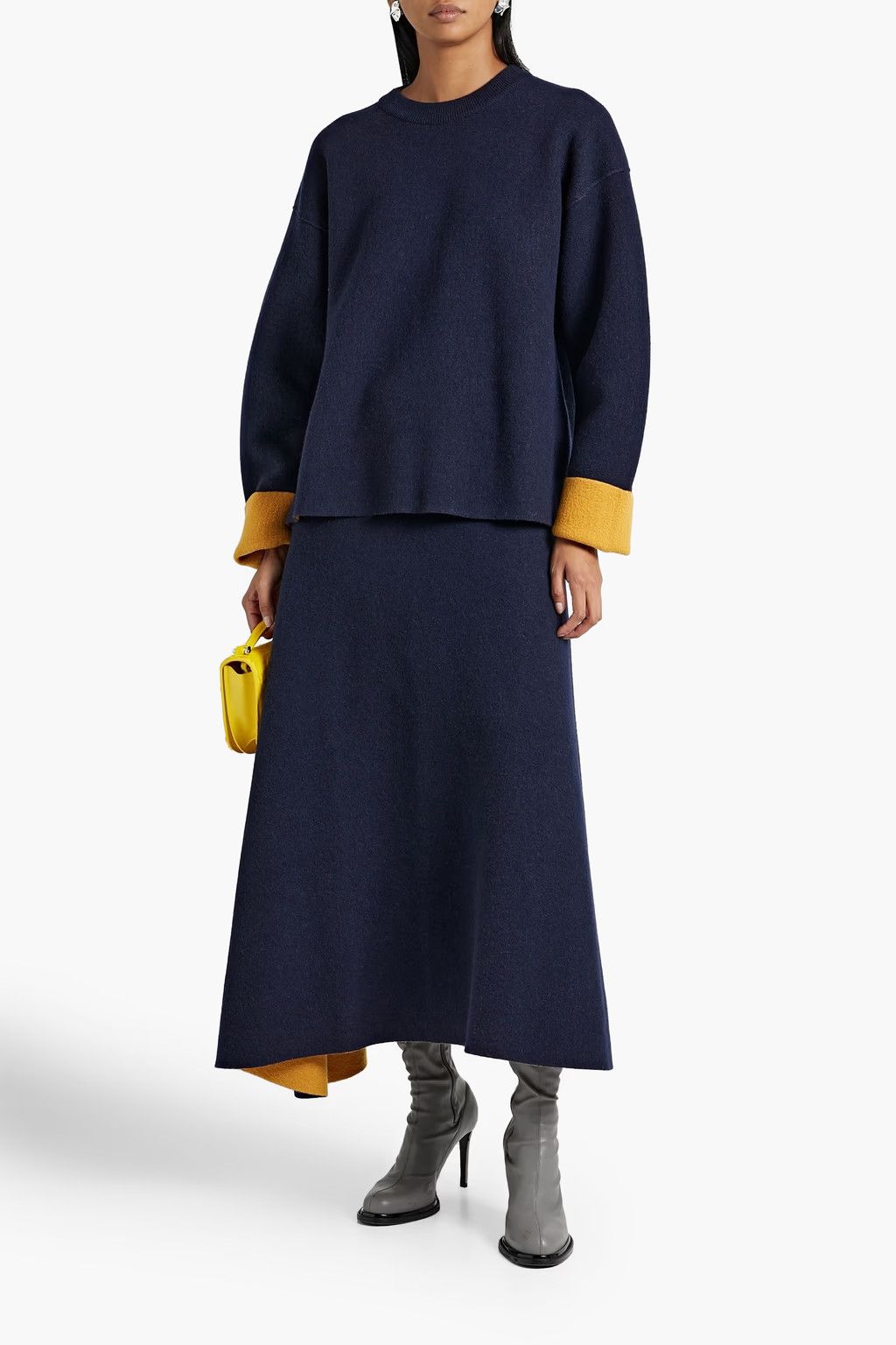 Jil Sander o1y1025 Midi Skirt in Midnight Blue Size 28" / US 6 / IT 42 - 2 Thumbnail