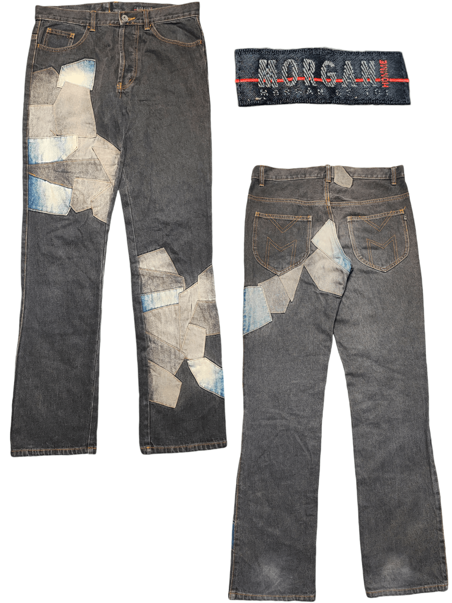 Japanese Brand Morgan Homme Patch Work Denim Size US 32 / EU 48 - 1 Thumbnail