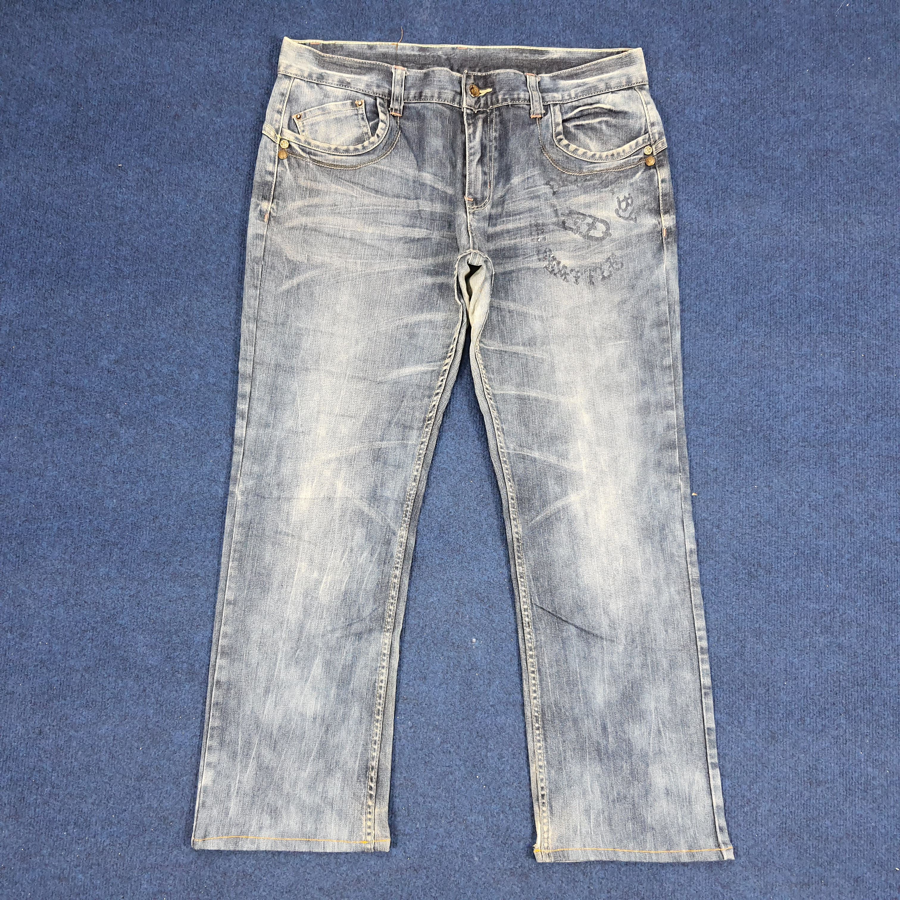 Designer × Ed Hardy × Vintage Vintage Ed Hardy Love Kills Slowly Embroidered Skull Jeans Size US 35 - 5 Thumbnail