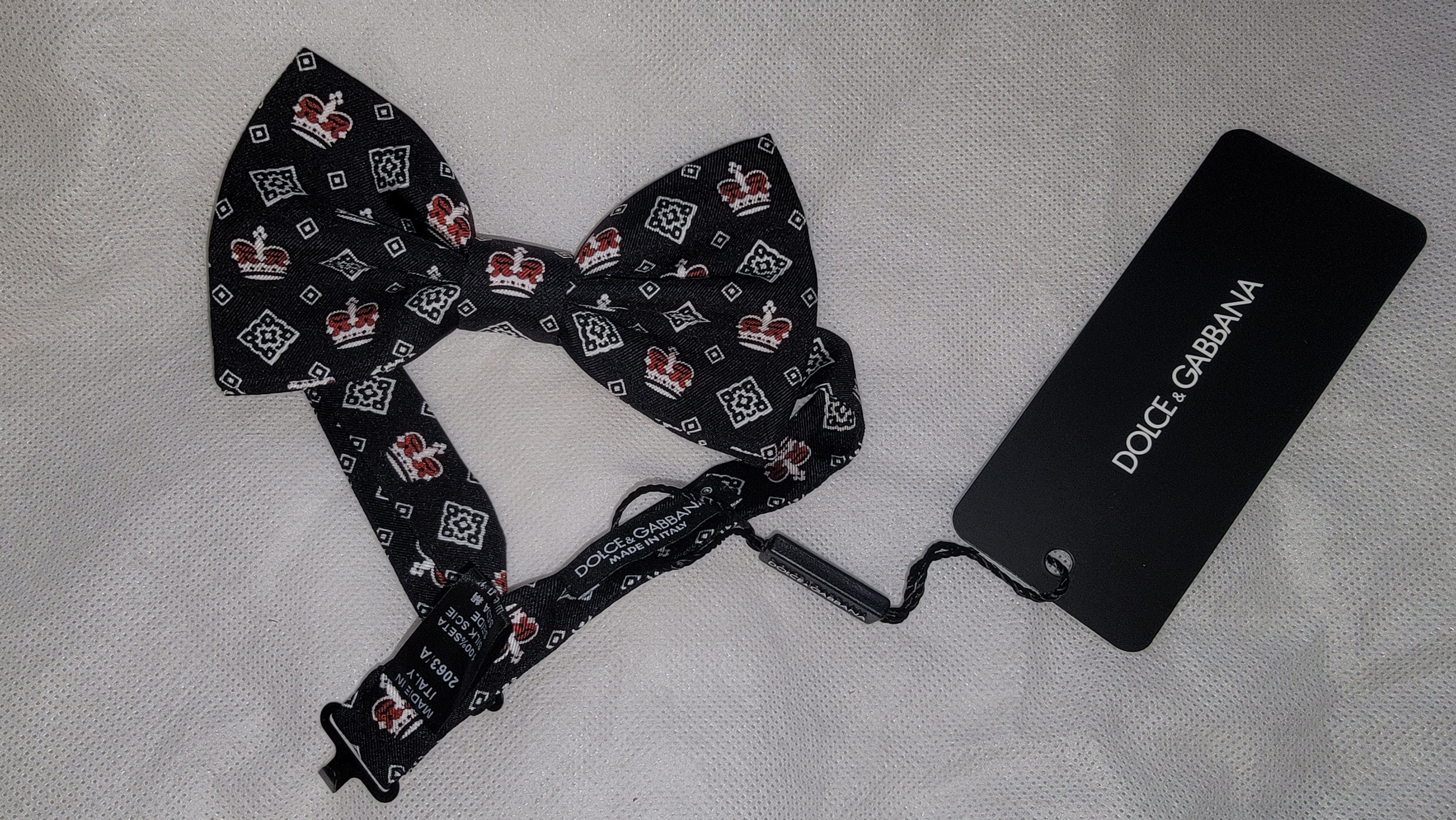 Dolce & Gabbana Crown print silk bow tie Size ONE SIZE - 5 Thumbnail