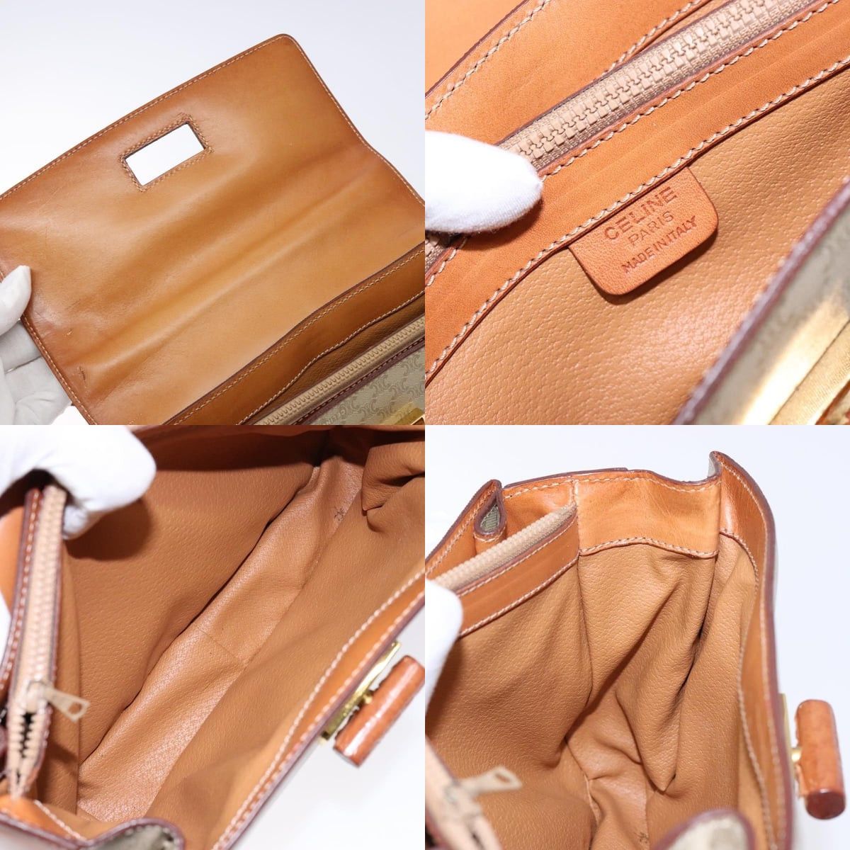 Celine CELINE Macadam Canvas Hand Bag Pvc Beige Gold Size ONE SIZE - 12 Thumbnail
