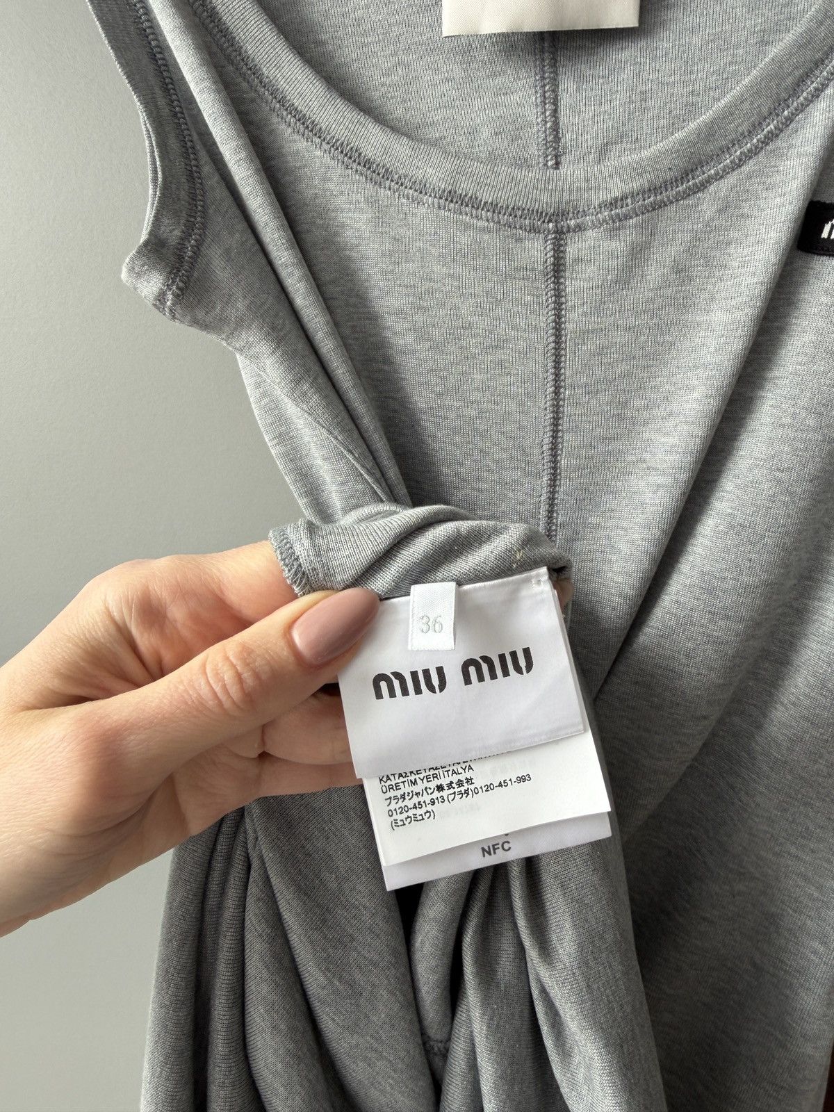 Miu Miu Miu Miu Logo-Patch Silk Midi Dress Size XS / US 0-2 / IT 36-38 - 5 Thumbnail
