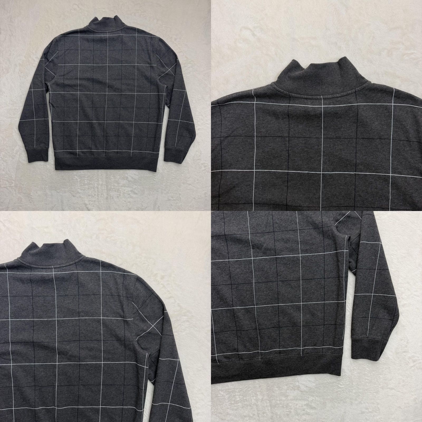 Nautica Nautica Sweatshirt Quarter Zip Mens XL Gray Check Fleece Pullover Logo 1/4 Zip Mock Neck Long Sleeve Winter Size US XL / EU 56 / 4 - 8 Thumbnail