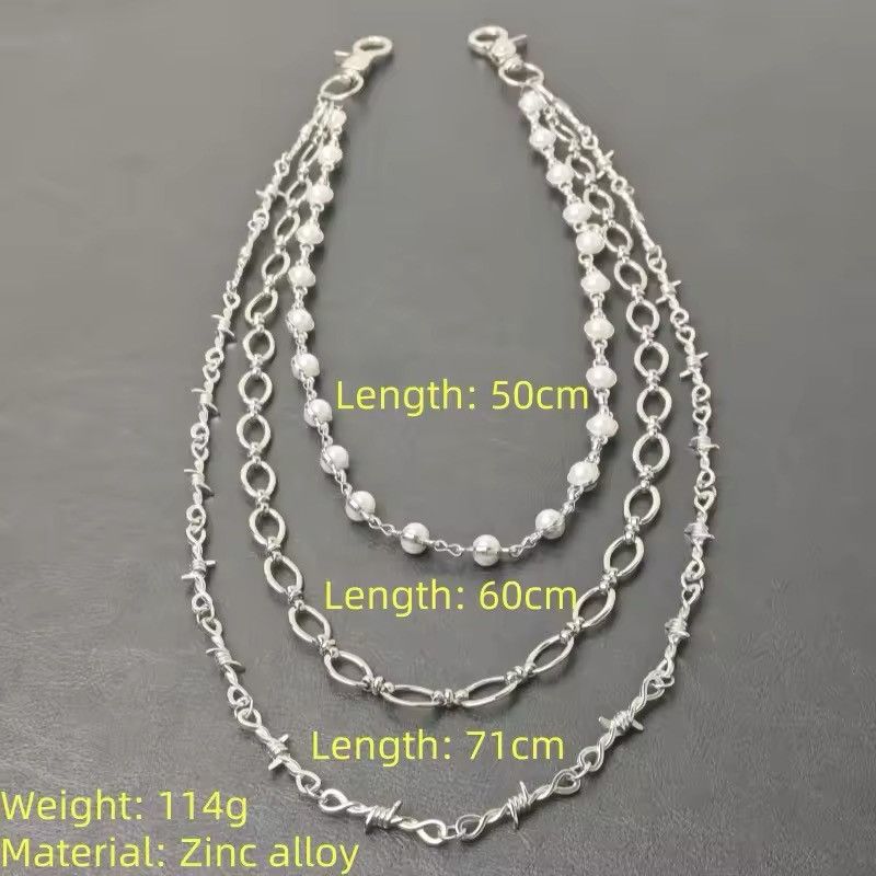 Other Silvery Rivet Three Layers Concise Pants Waist Chain Size ONE SIZE - 9 Thumbnail