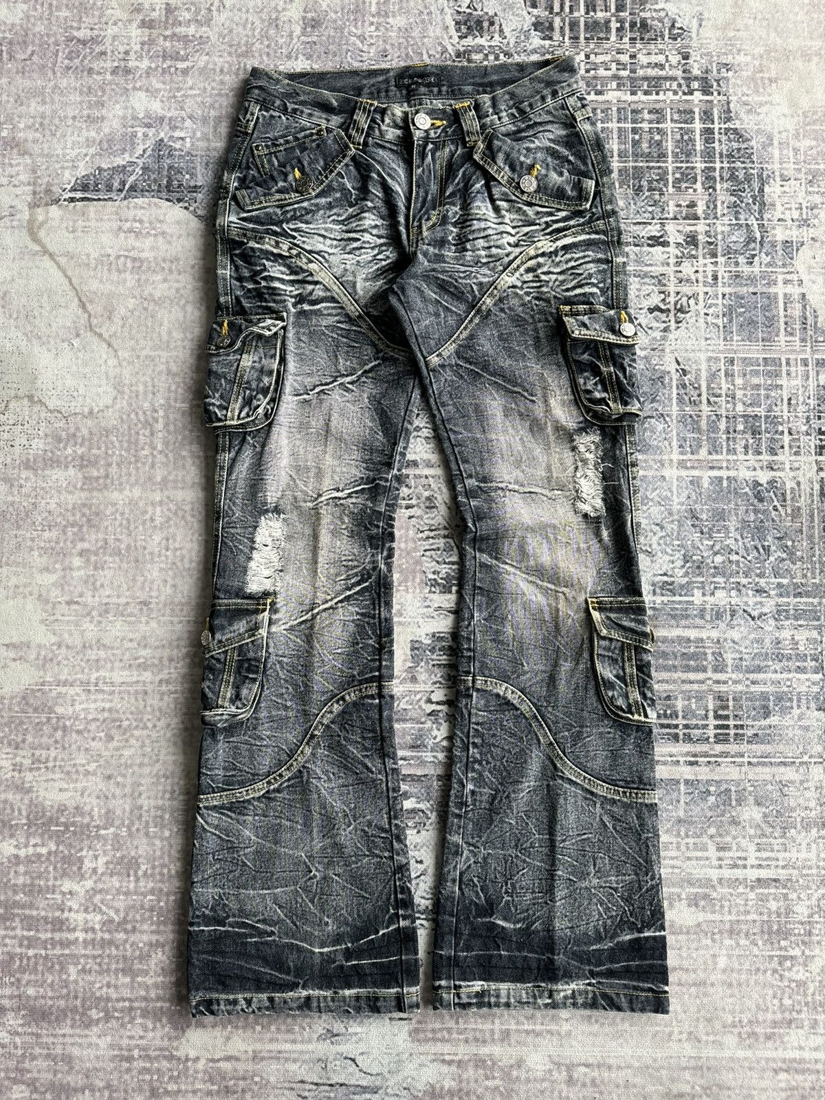 Japanese Brand Y2K Vintage Zerosail Punk Cargo Flared Denim / ifsixwasnine Size US 30 / EU 46 - 1 Thumbnail