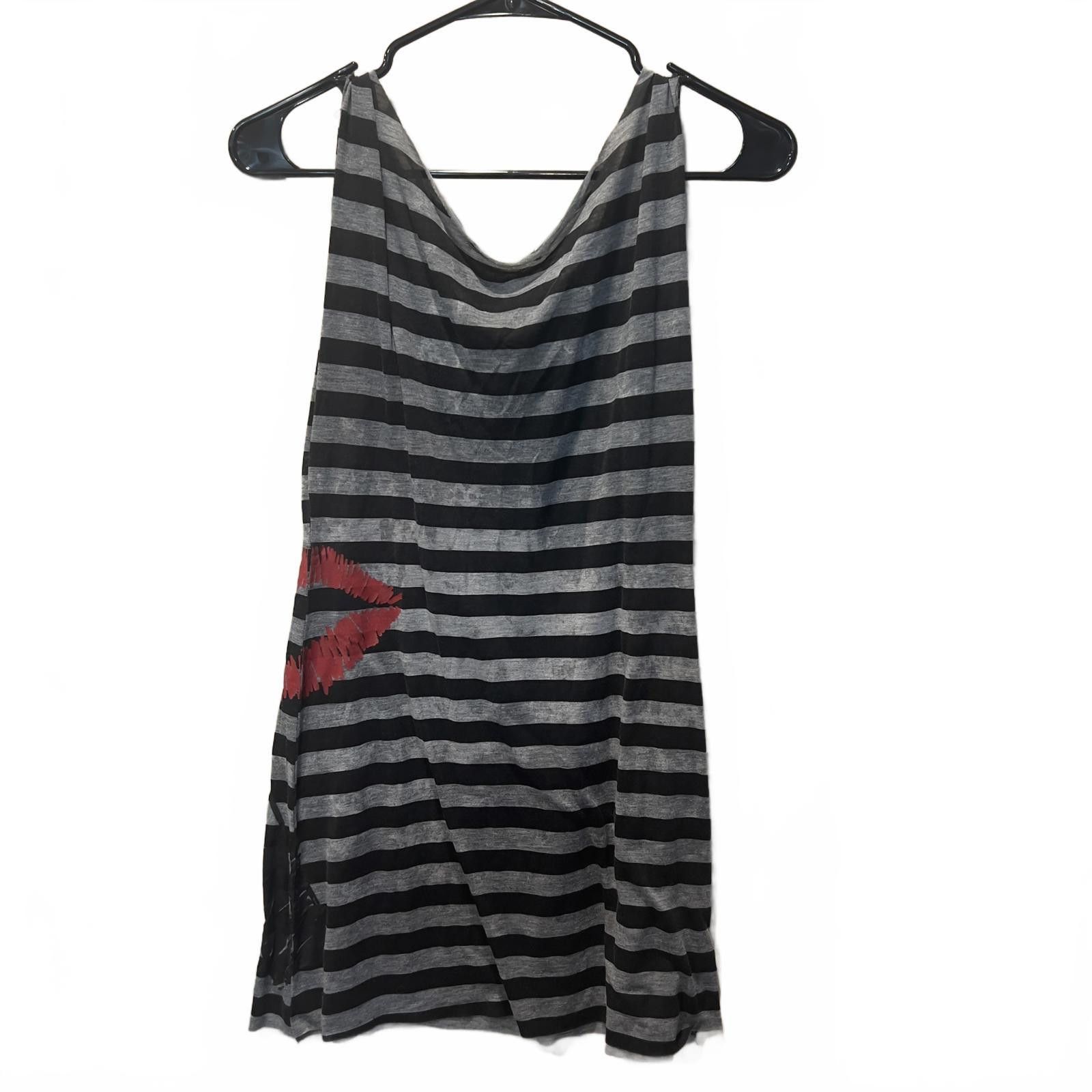 Anti Social Social Club So Women's Mini Tank Top with Striped Pattern and Lip Print Size S / US 4 / IT 40 - 1 Thumbnail