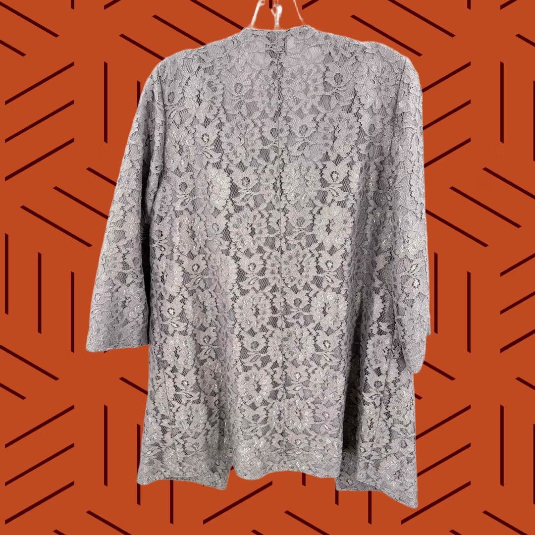 Vintage Chico's Grey Lace Open Jacket 1/Medium Open Jacket Womens Size XS / US 0-2 / IT 36-38 - 1 Thumbnail