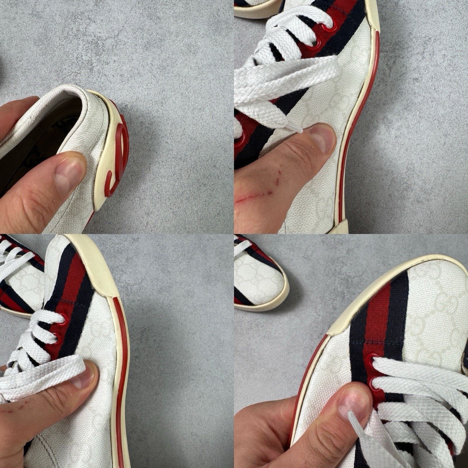 Gucci Gucci Sneakers GG Logo Monogram Stripe Leather White Y2K Size US 6 / IT 36 - 22 Thumbnail