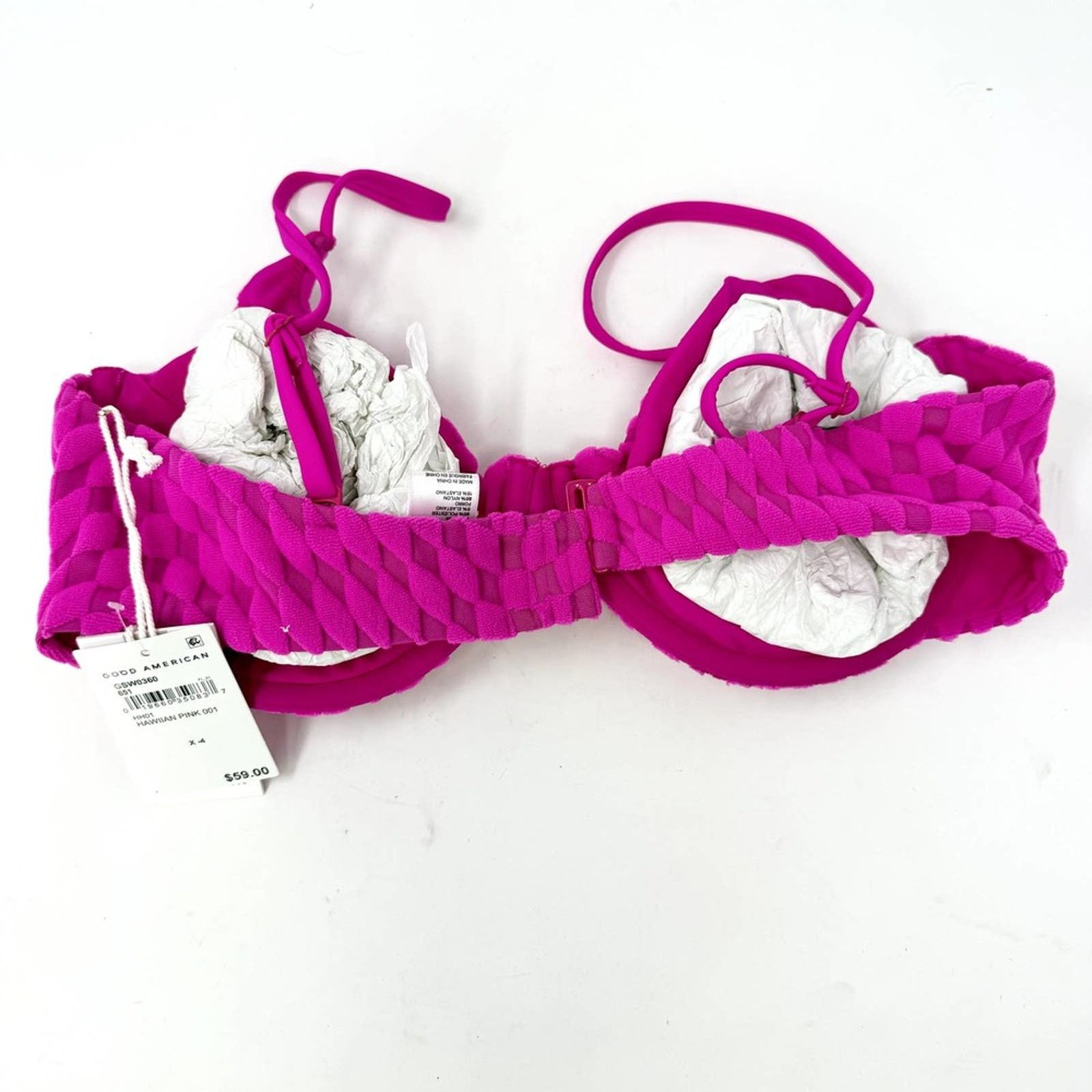 Good American Good American Pink Jacquard Check Underwire Bikini Top XL Size ONE SIZE - 5 Thumbnail