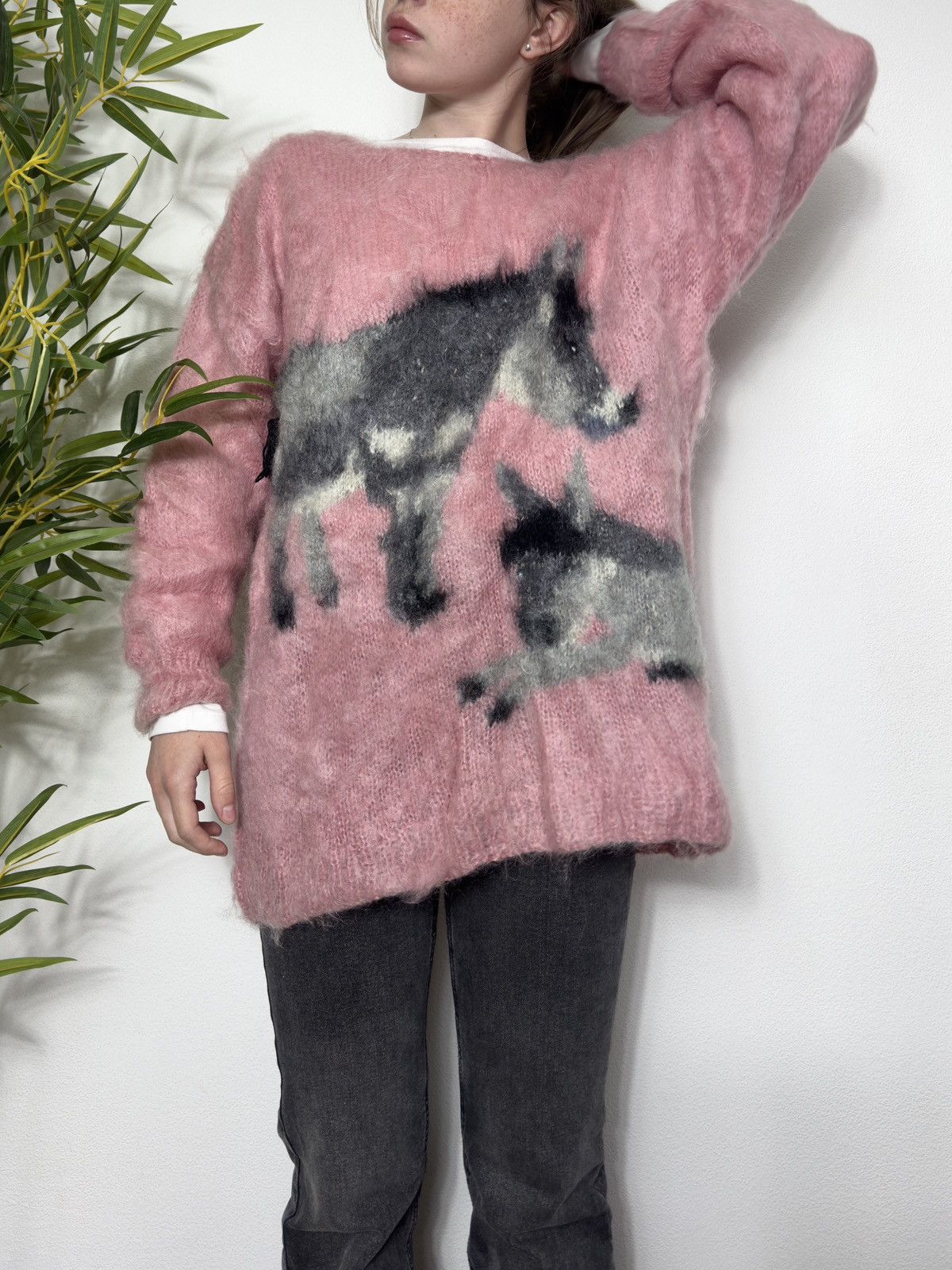 Vintage VINTAGE MOHAIR CUTE DONKEYS KNITTED FUR SWEATER Size L / US 10 / IT 46 - 2 Thumbnail