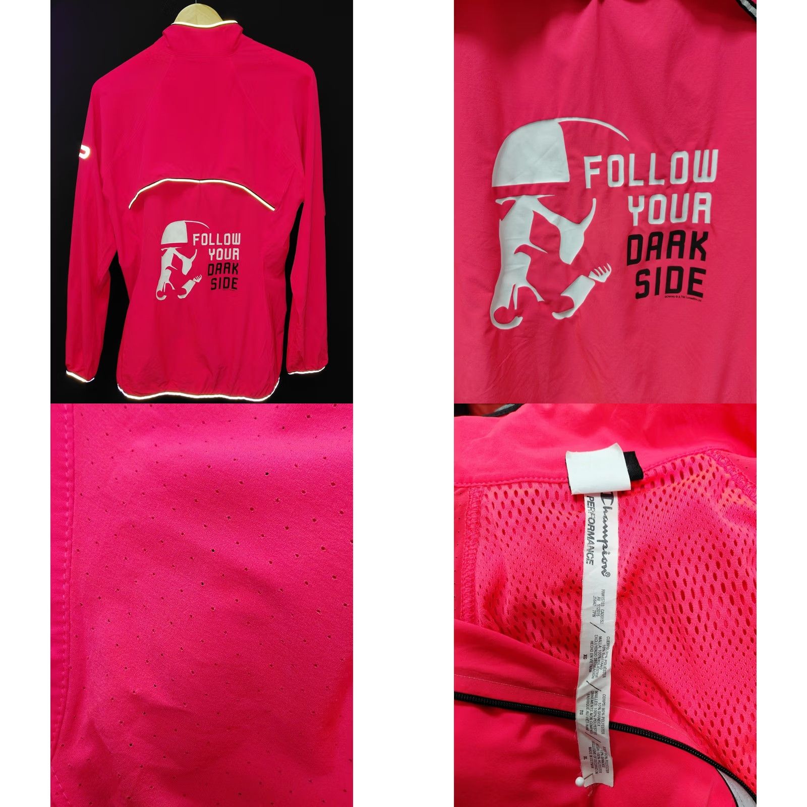 Star Wars VINTAGE Star Wars Dark Side Challenge Jacket 2016 RunDisney Champion Performance Unisex Adults XL Pink Lightweight Reflective Long Sleeve Zip Jacket Size US XL / EU 56 / 4 - 8 Thumbnail