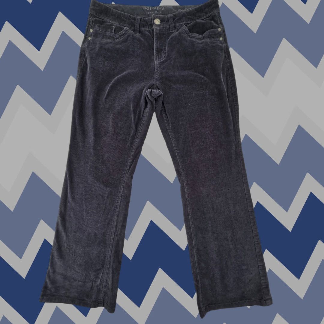 Vintage Sonoma Blue Corduroy Pants Women's 10 Straight Leg Flat Front Zip Button Pockets 30in Inseam Regular Rise Vintage: No Size 32" / US 10 / IT 46 - 1 Thumbnail